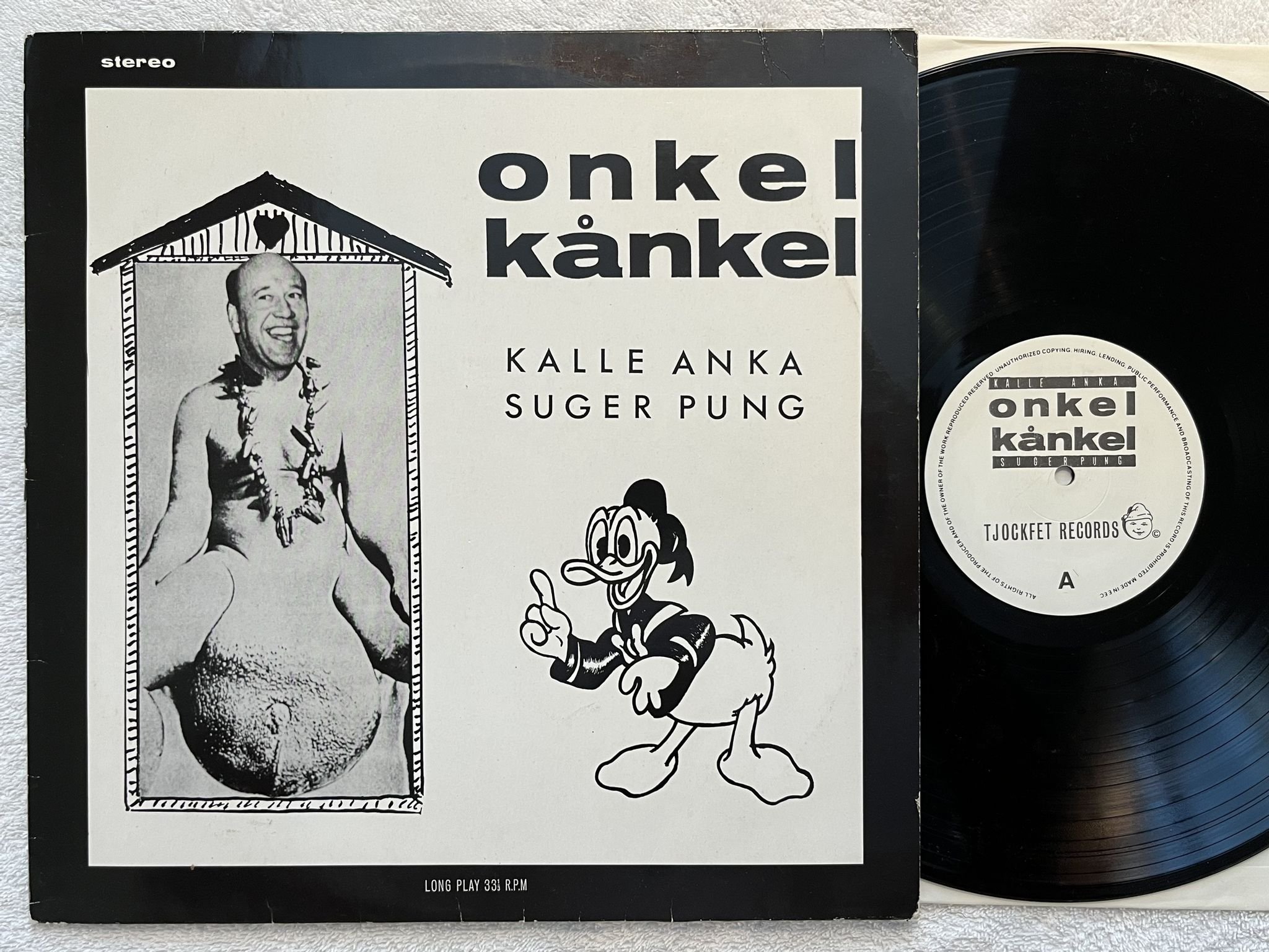 Omslagsbild för skivan ONKEL KÅNKEL K*lle Anka Suger Pung LP -90 Swe TJOCKFET 001 ** RARE **