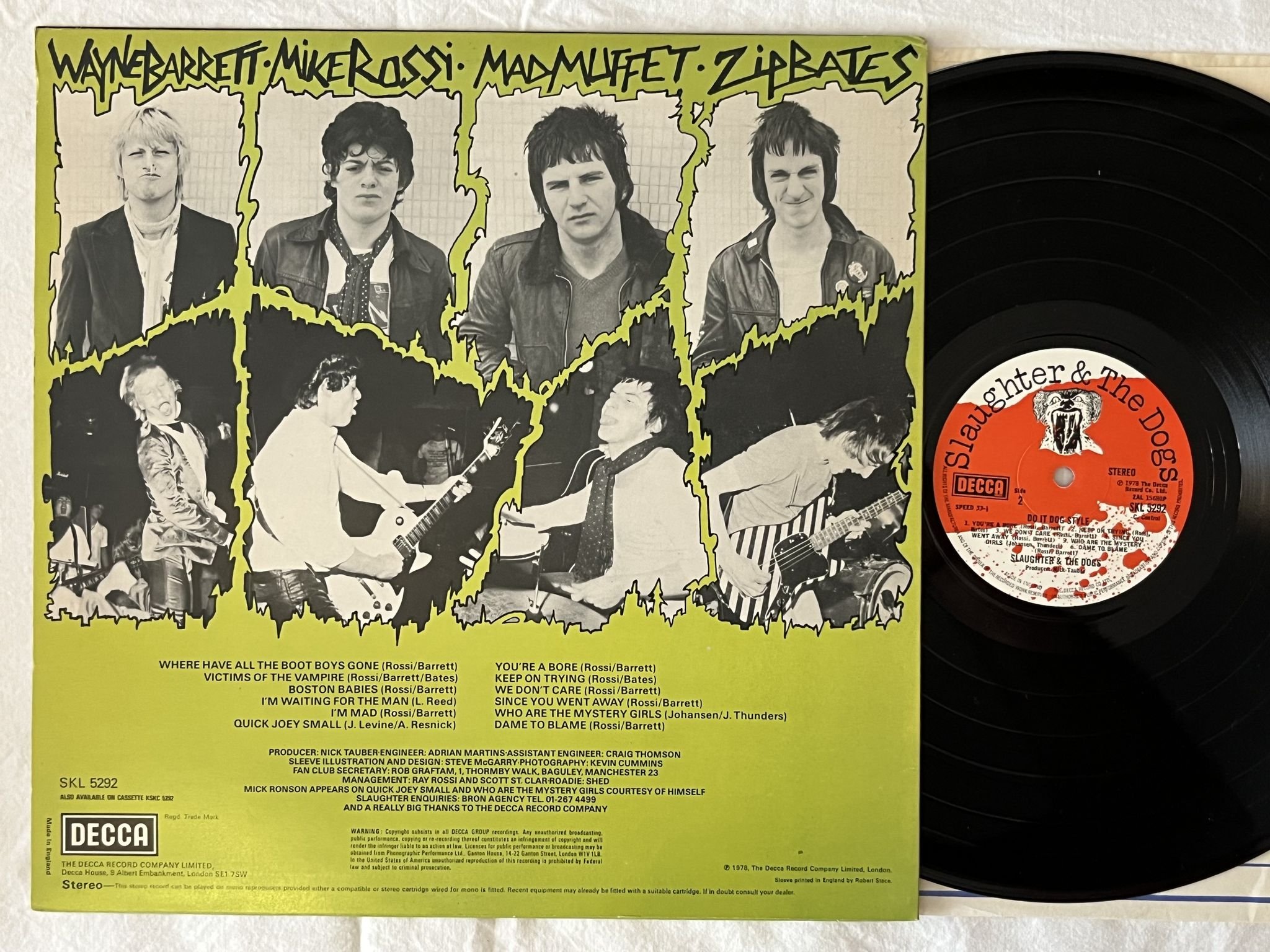 Omslagsbild för skivan SLAUGHTER & THE DOGS do it dog style LP -78 UK DECCA SKL 5292 ** PUNK ROCK **