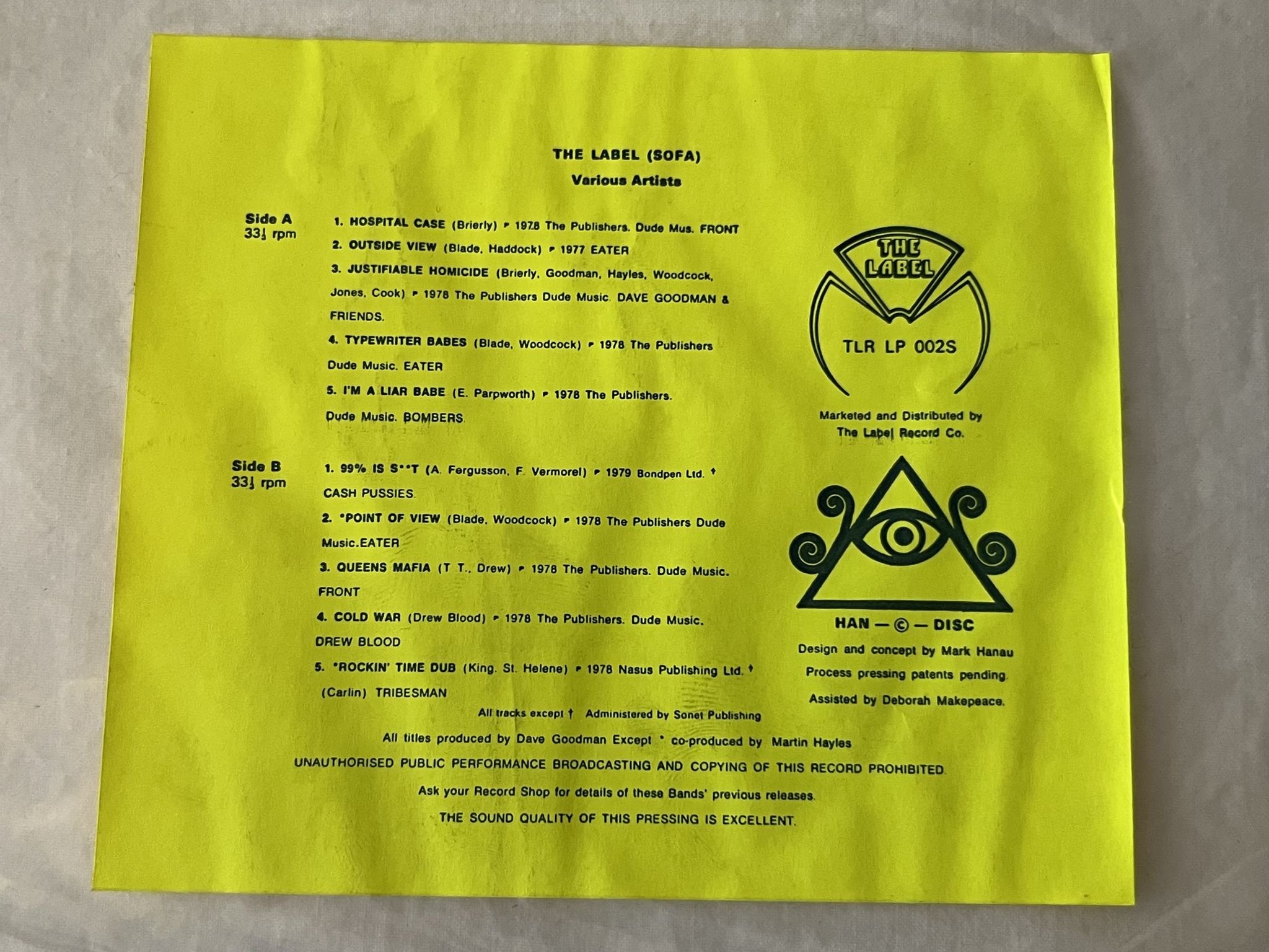 Omslagsbild för skivan V/A The Label (Sofa) LP Picture disc -79 UK TLR LP 002S *** REGGAE / PUNK ***