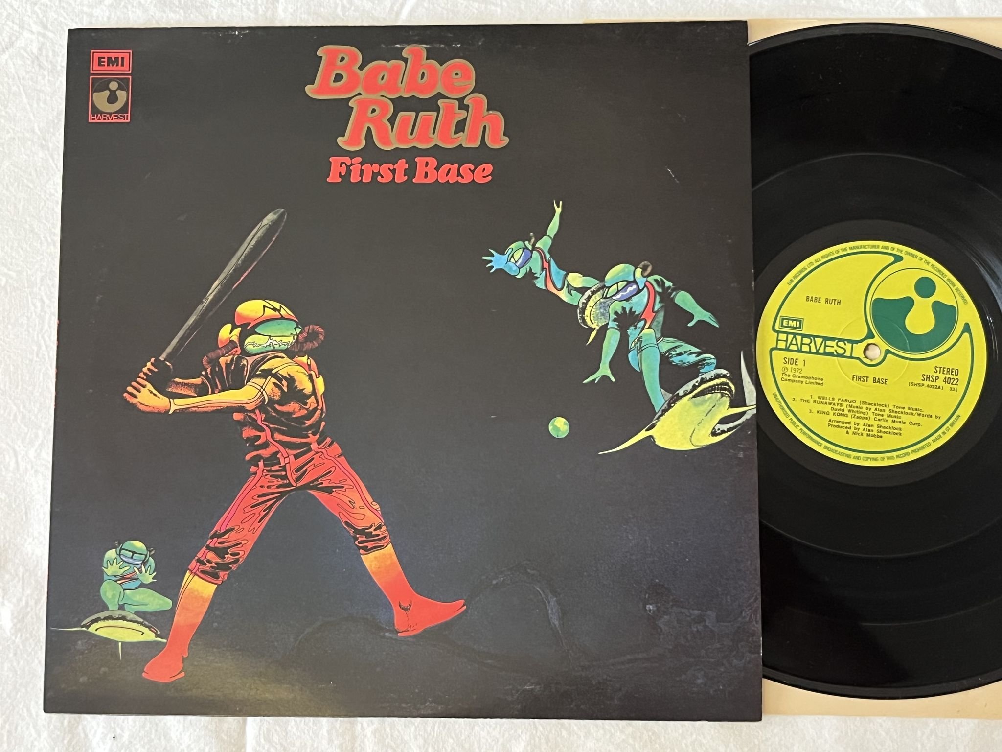 Omslagsbild för skivan BABE RUTH first base LP -72 UK HARVEST SHSP 4022 ** THE MEXICAN **