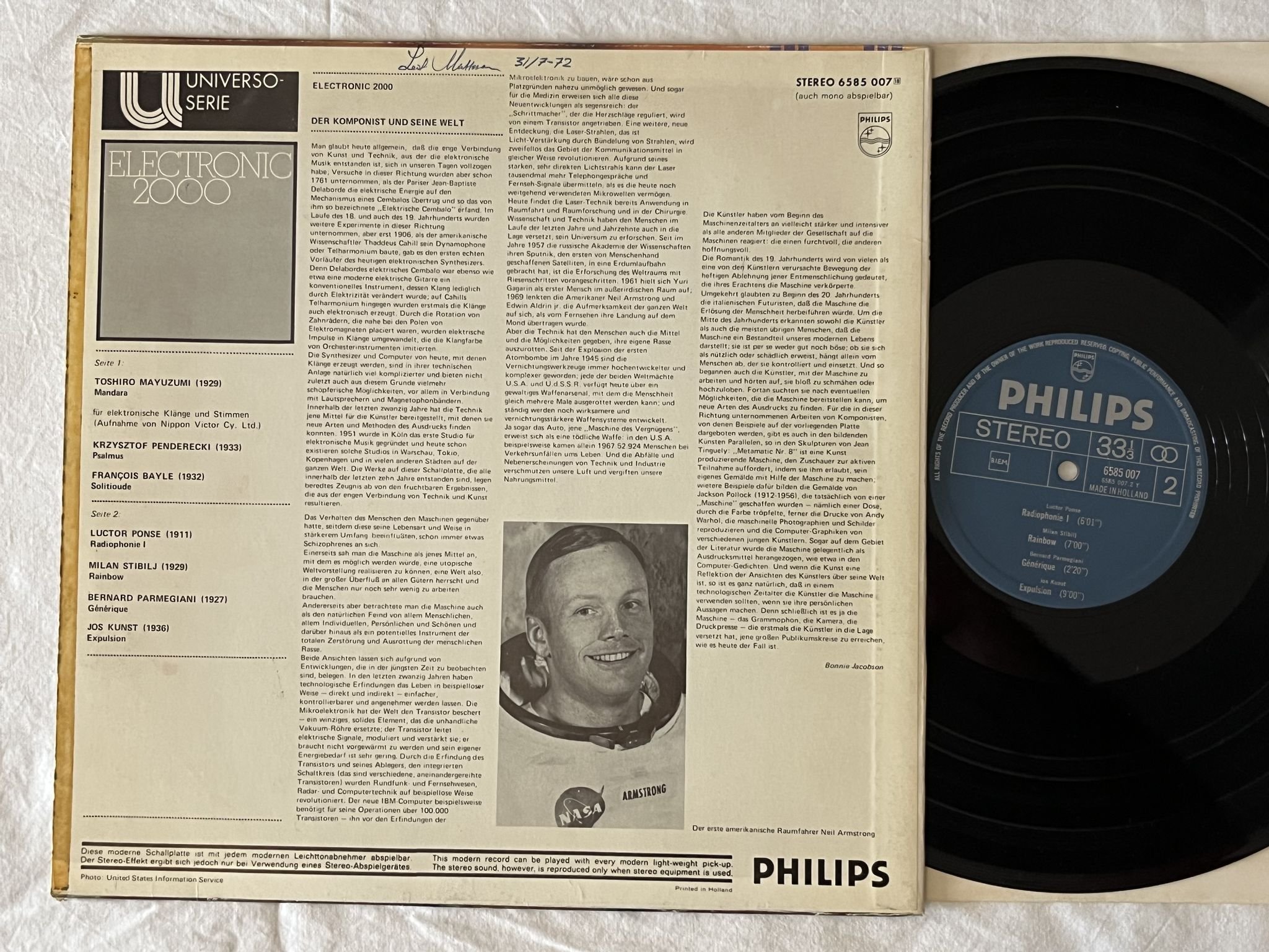 Omslagsbild för skivan V/A Electronic 2000 LP -71 Hol PHILIPS 6585007