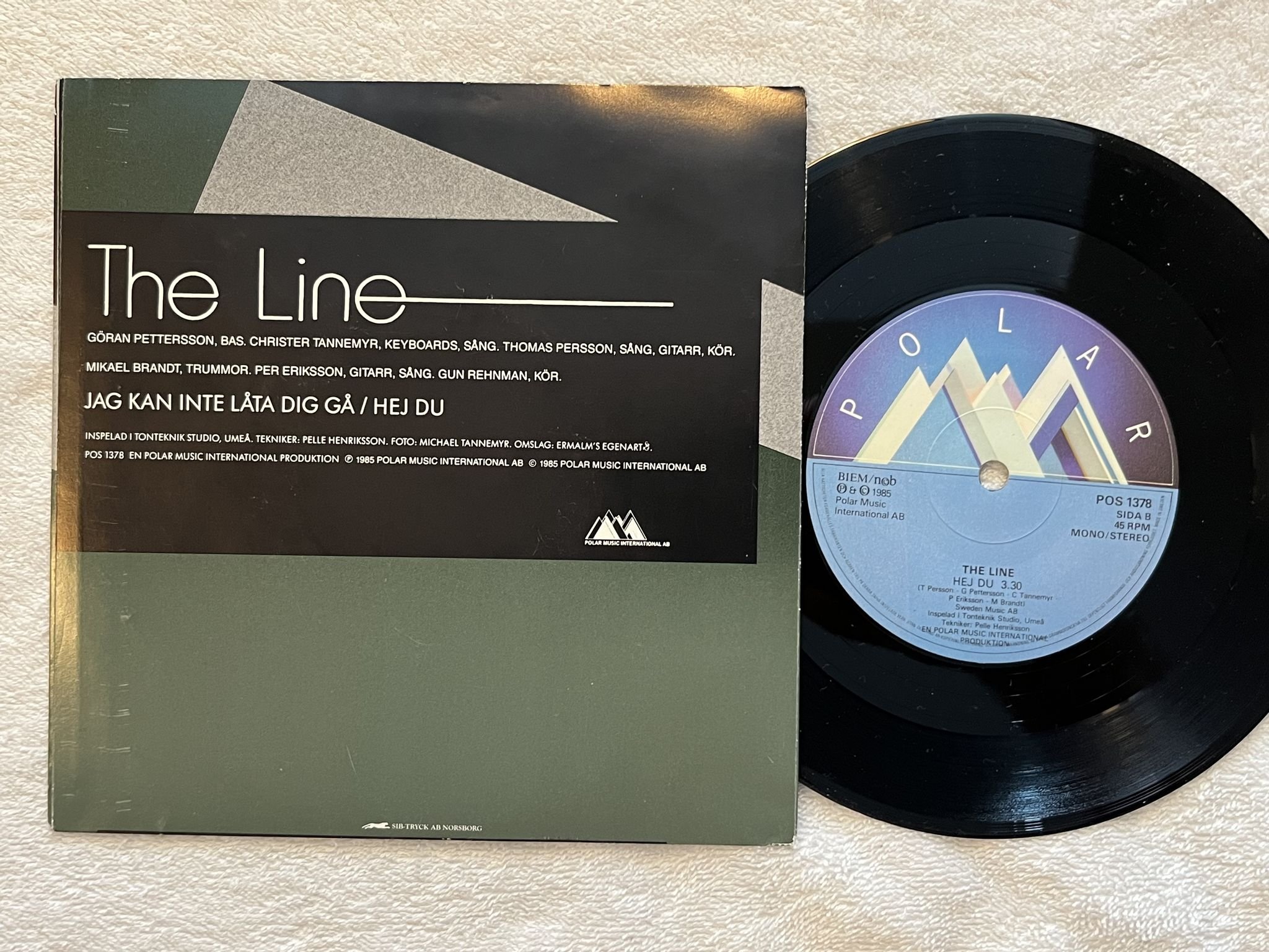 Omslagsbild för skivan THE LINE Jag Kan Inte Låta Dig Gå 7" -85 Swe POLAR POS 1378