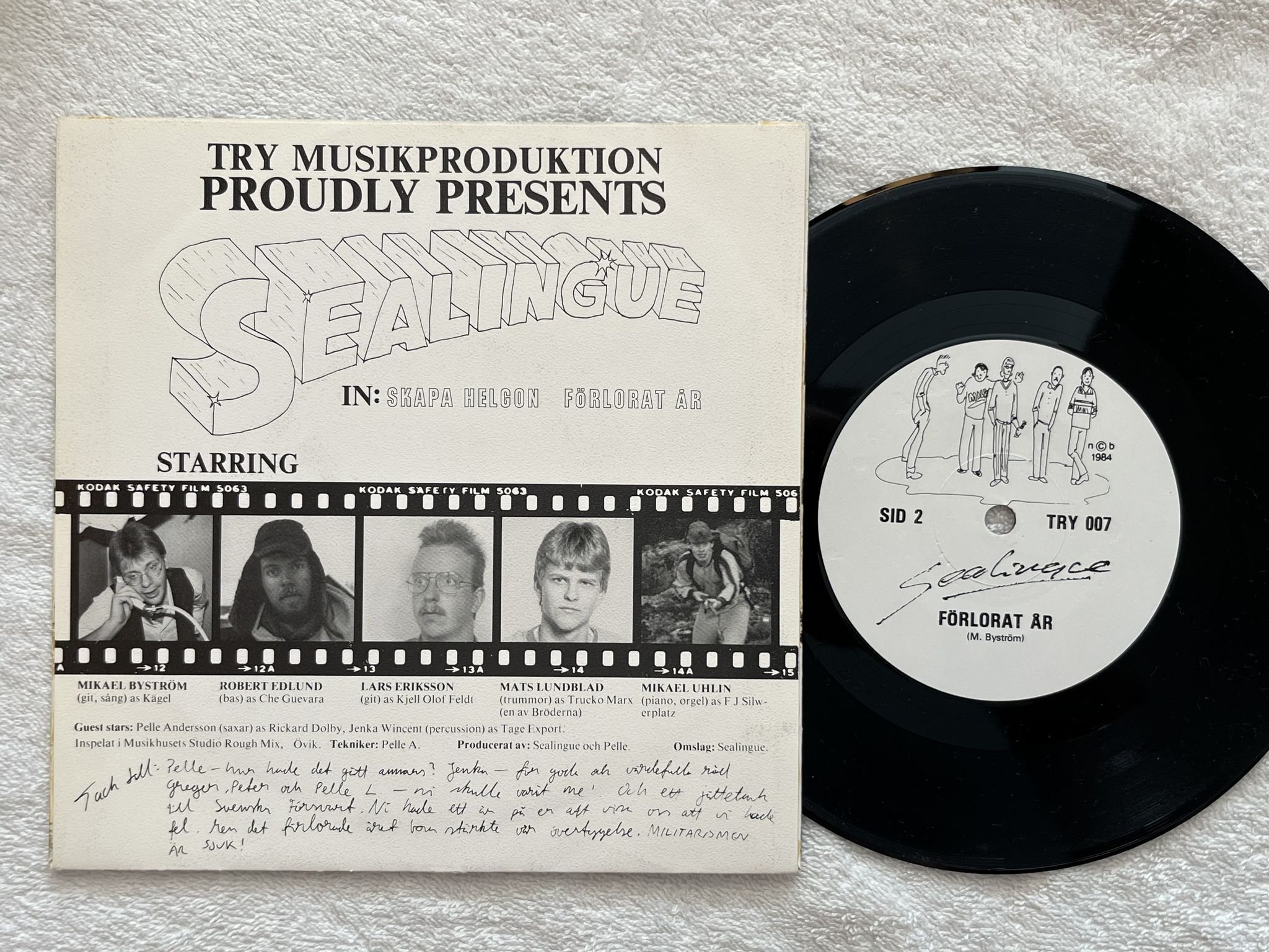 Omslagsbild för skivan SEALINGUE Skapa Helgon 7" -84 try musikproduktion TRY 007 ** SKA **