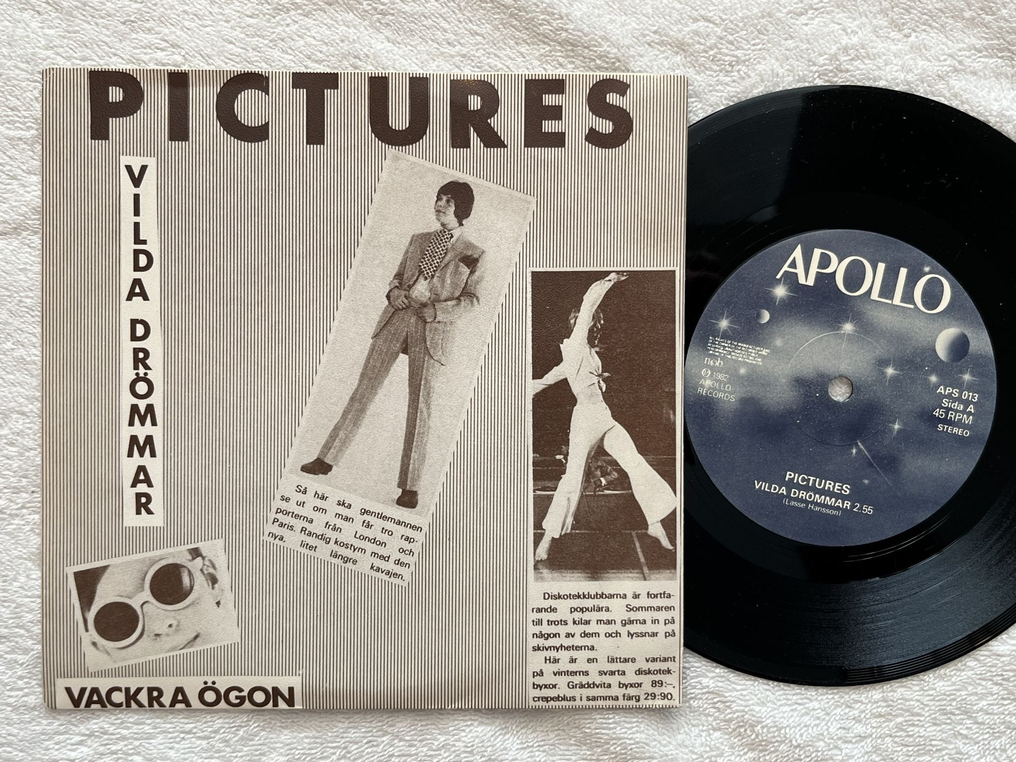 Omslagsbild för skivan PICTURES vilda drömmar 7" -82 APOLLO APS 013