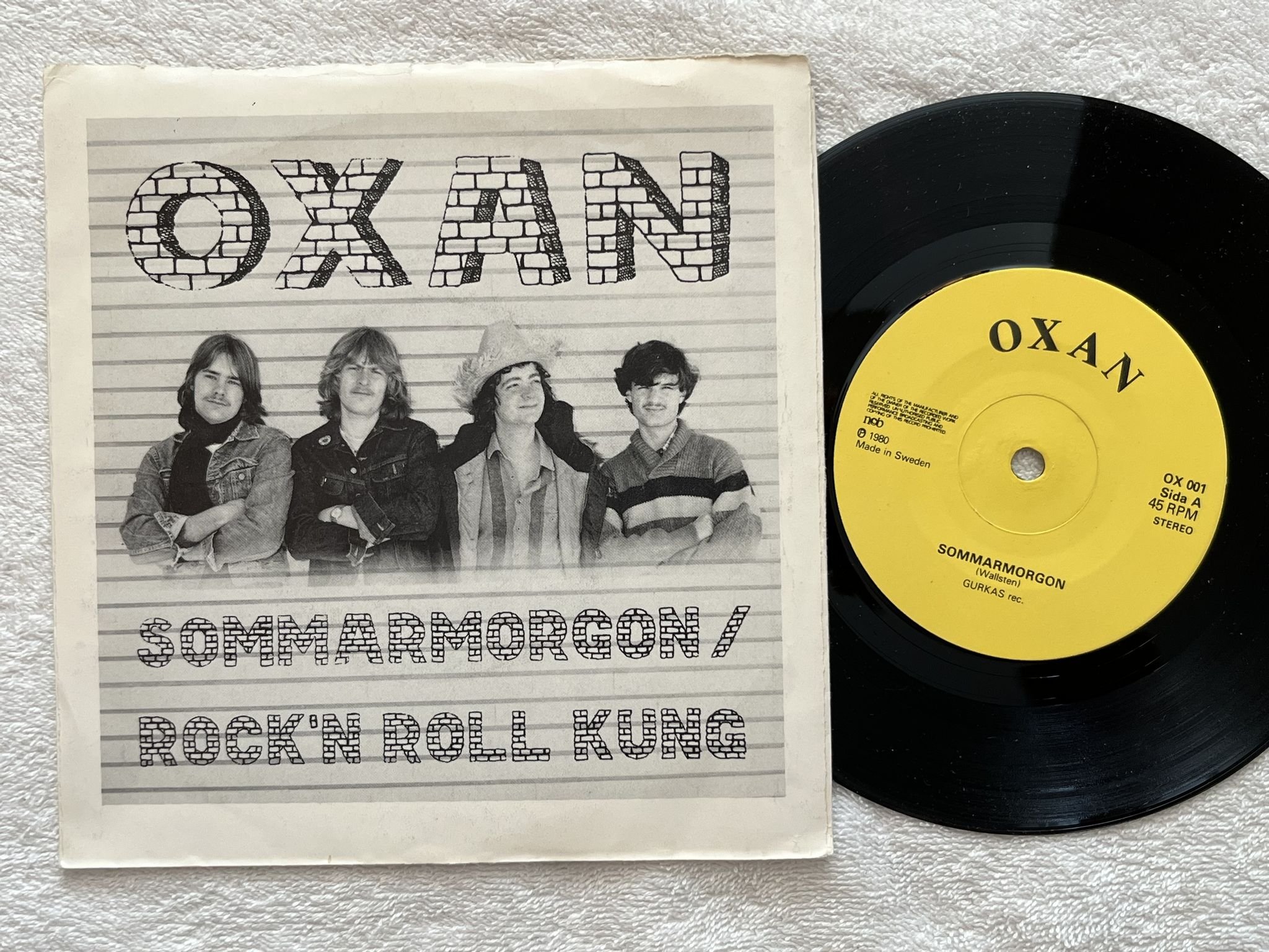 Omslagsbild för skivan OXAN sommarmorgon 7" -80 private pressing OX 001 *** Hard rock ***