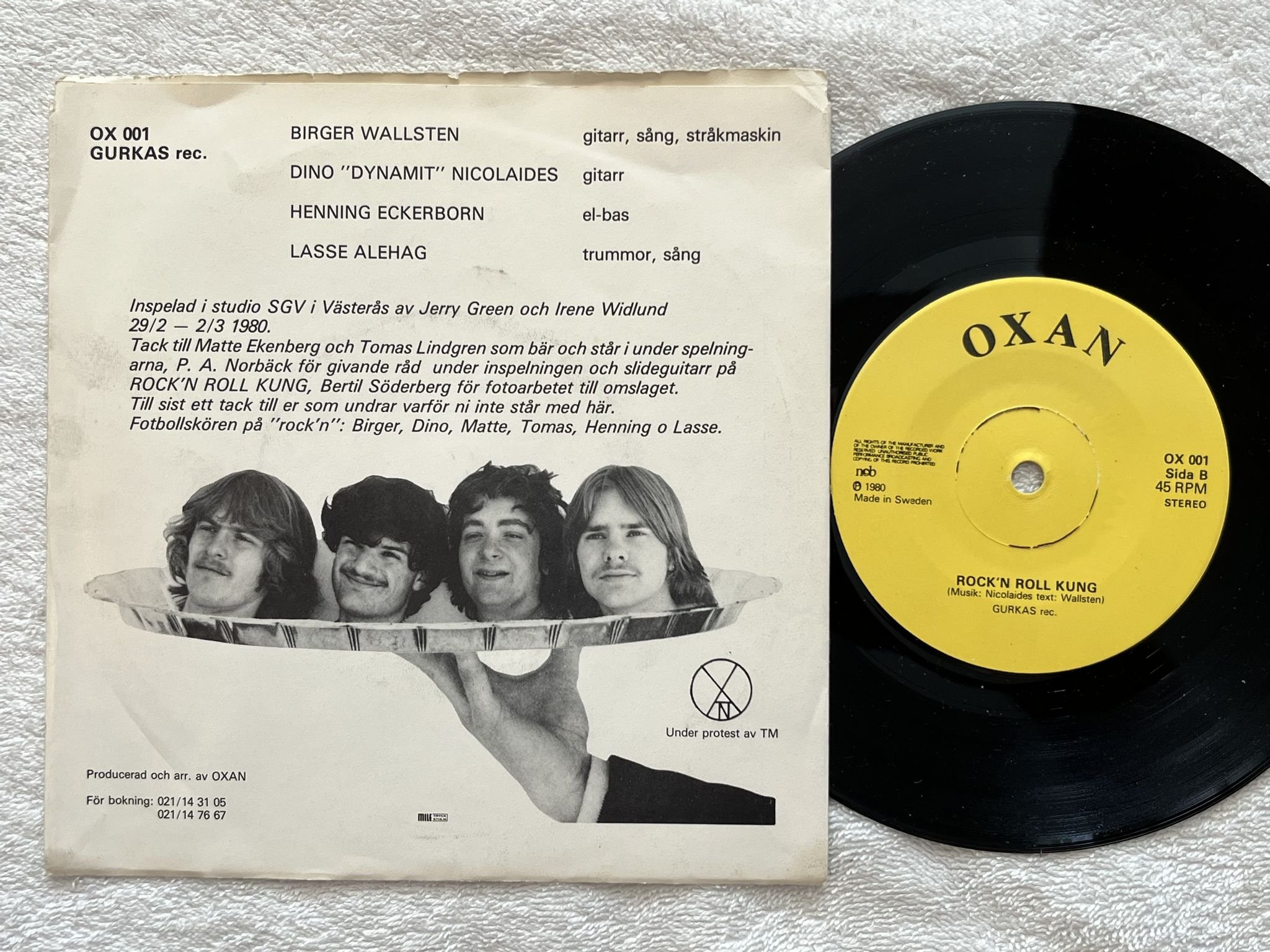 Omslagsbild för skivan OXAN sommarmorgon 7" -80 private pressing OX 001 *** Hard rock ***