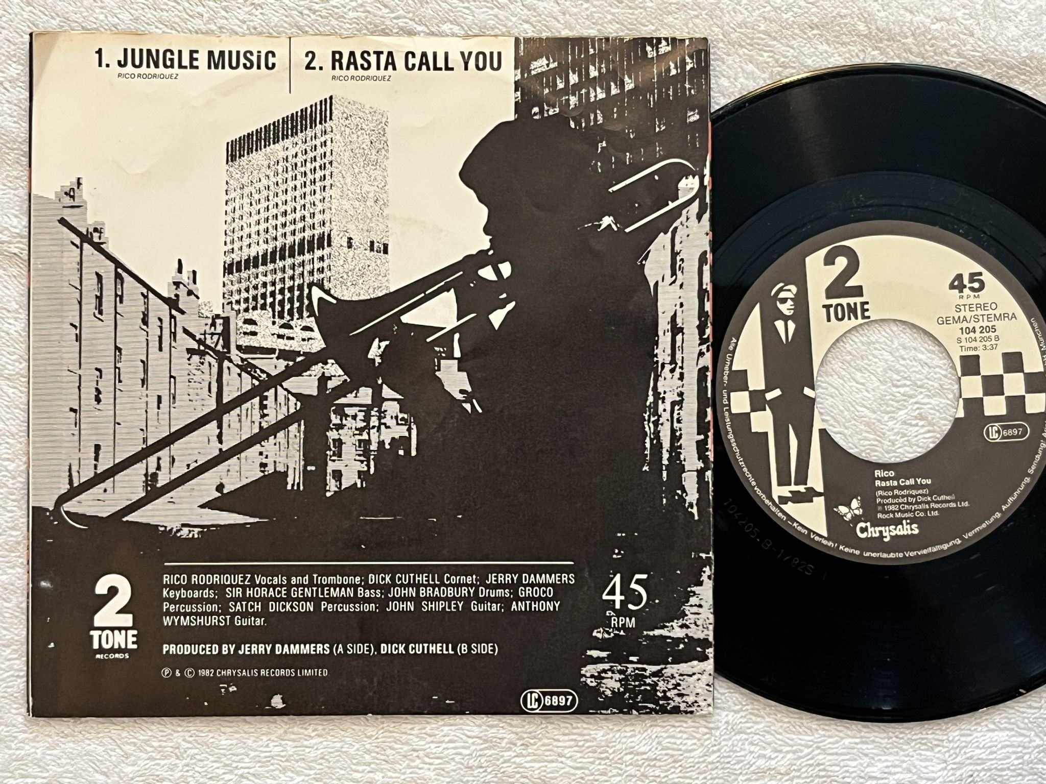 Omslagsbild för skivan RICO jungle music 7" -82 Hol 2 TONE 104 205