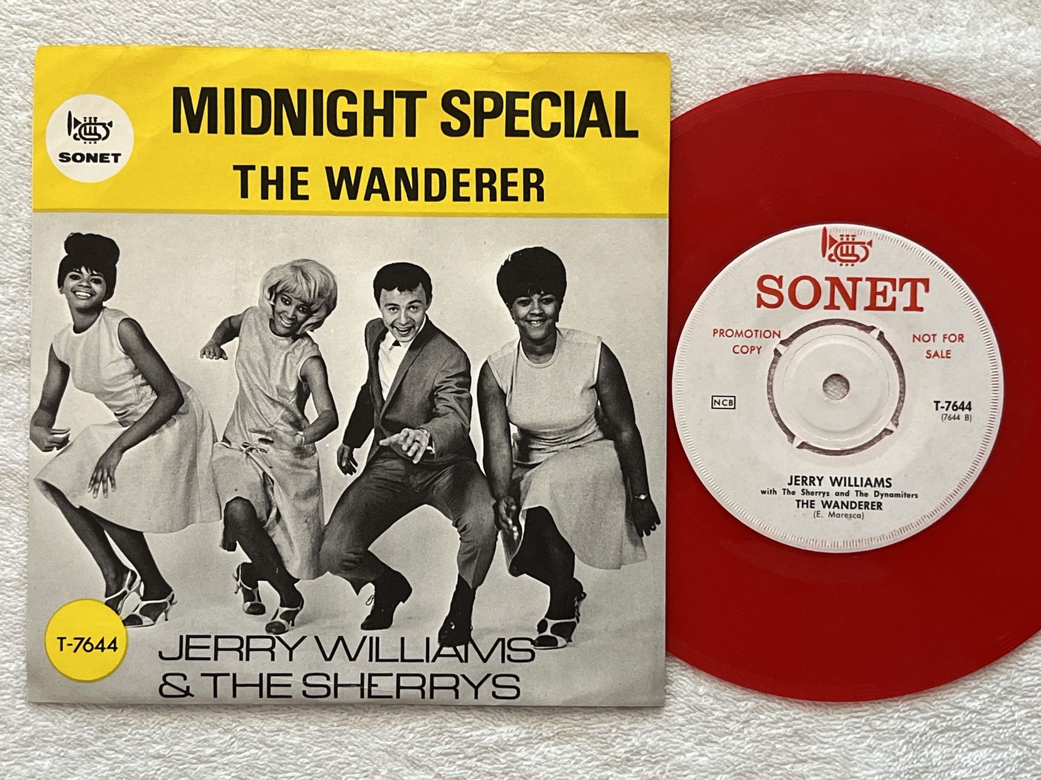 Omslagsbild för skivan JERRY WILLIAMS w/ THE SHERRYS Midnight Special 7" -65 SAMPLE COPY / RED VINYL