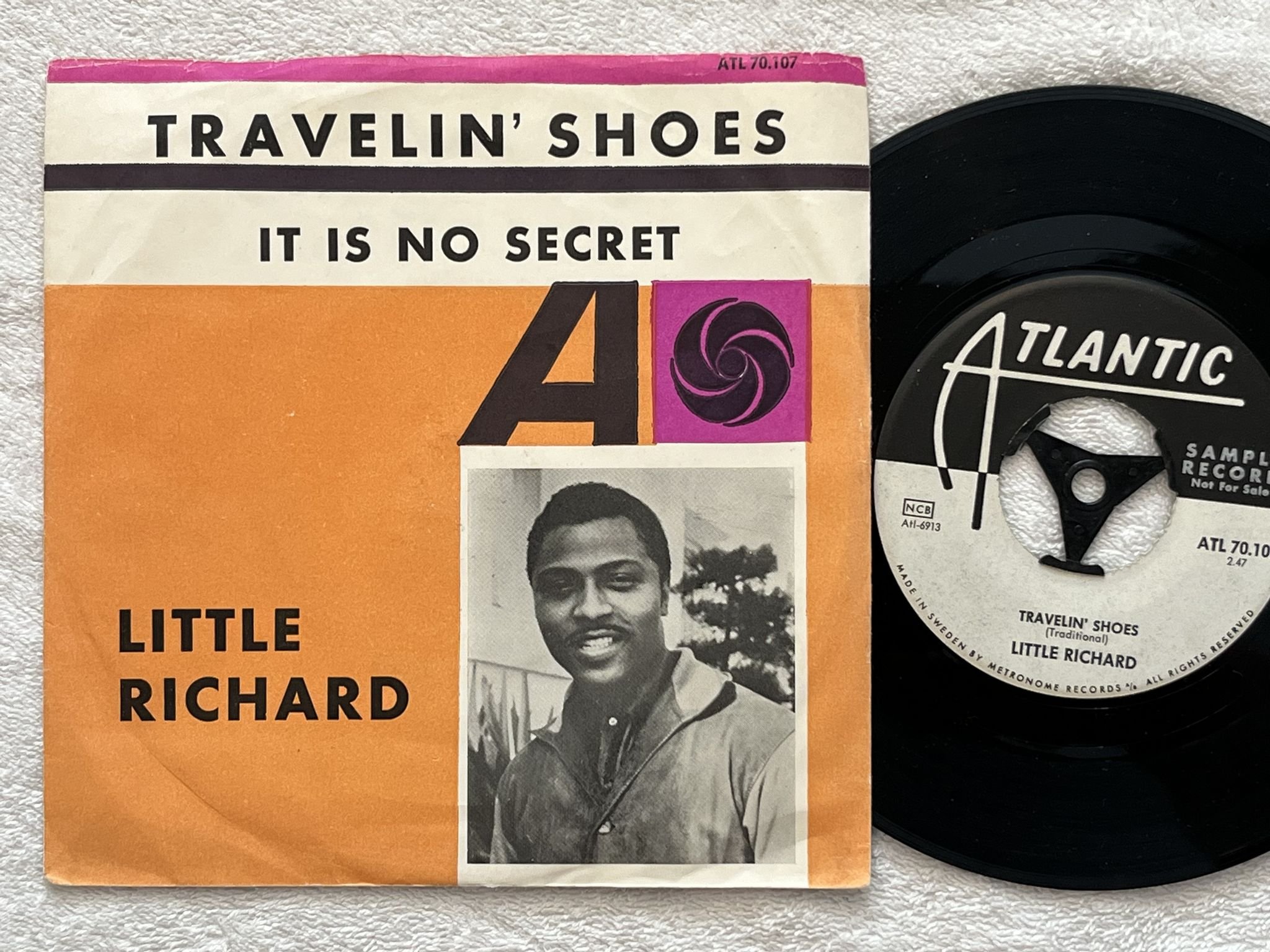 Omslagsbild för skivan LITTLE RICHARD Travelin' Shoes 7" -63 Swe ATLANTIC ATL 70107 ** SAMPLE COPY **