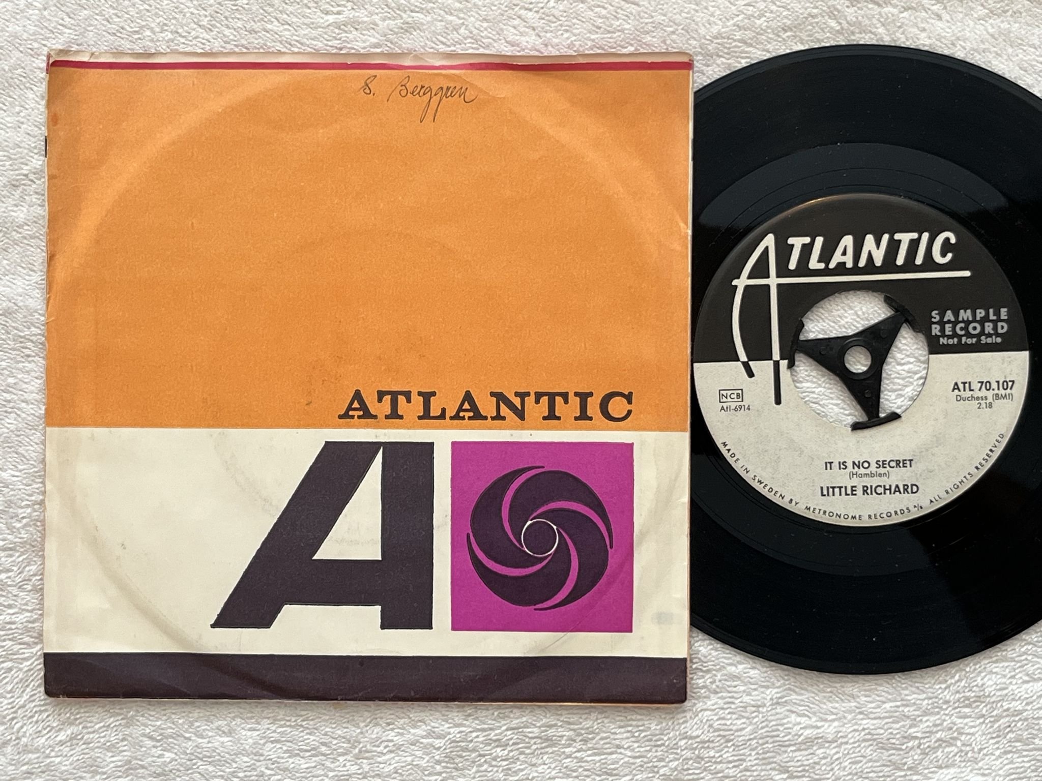 Omslagsbild för skivan LITTLE RICHARD Travelin' Shoes 7" -63 Swe ATLANTIC ATL 70107 ** SAMPLE COPY **