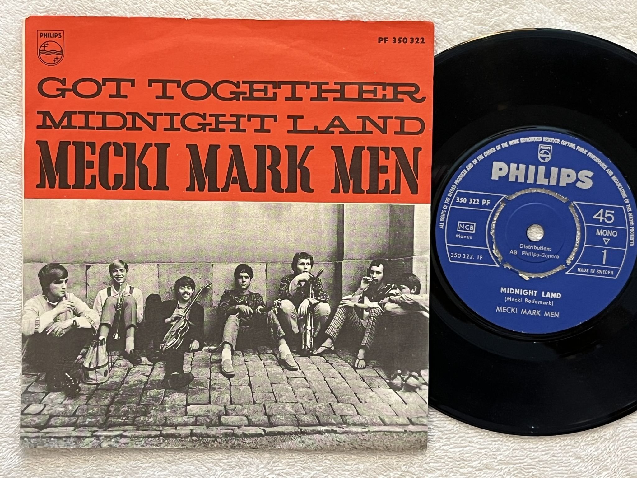 Omslagsbild för skivan MECKI MARK MEN Got Together 7" -67 Swe PHILIPS 350 322 PF ** PSYCH ROCK **