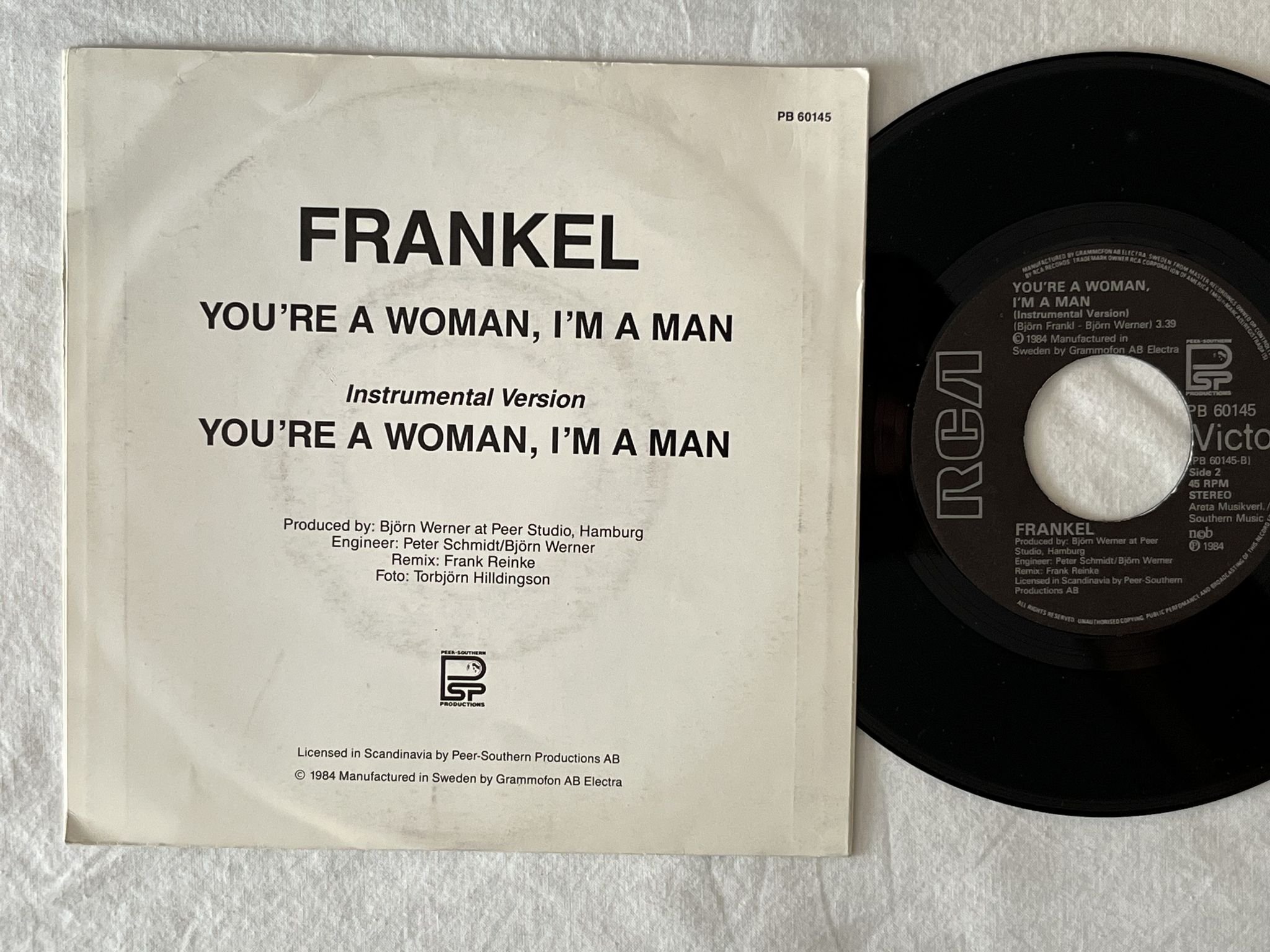 Omslagsbild för skivan FRANKEL you're a woman I'm a man 7" -84 RCA PB 60145 ** Synth-Pop **