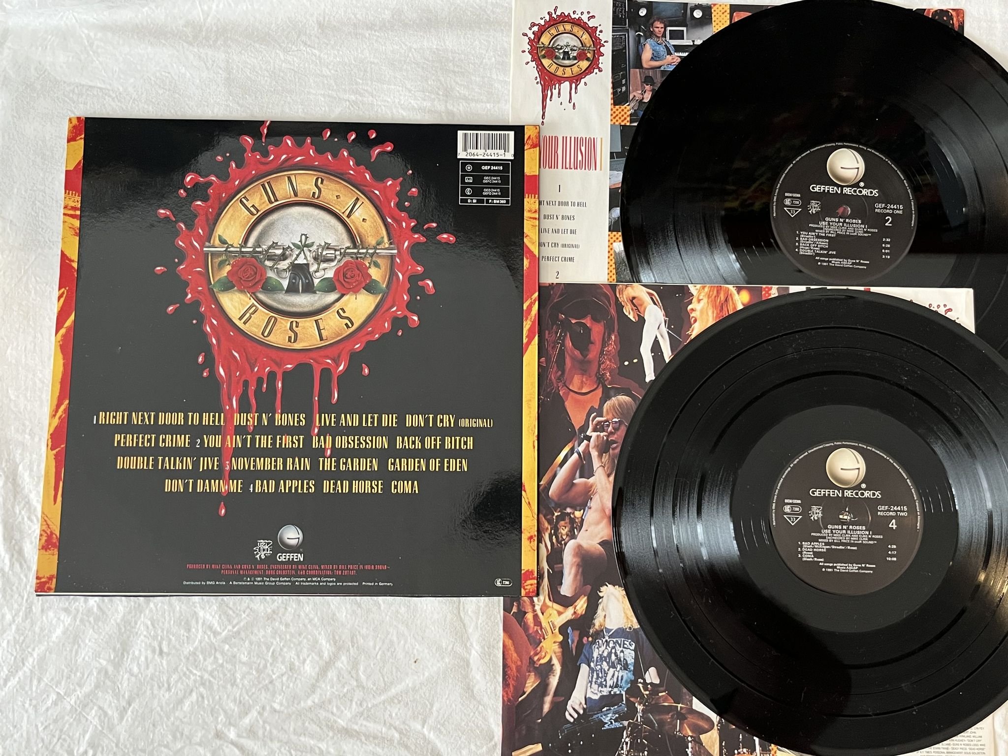 Omslagsbild för skivan GUNS N ROSES use your illusion I LP -91 Ger GEFFEN GEF 24415 ** Yeah ! ! ! **
