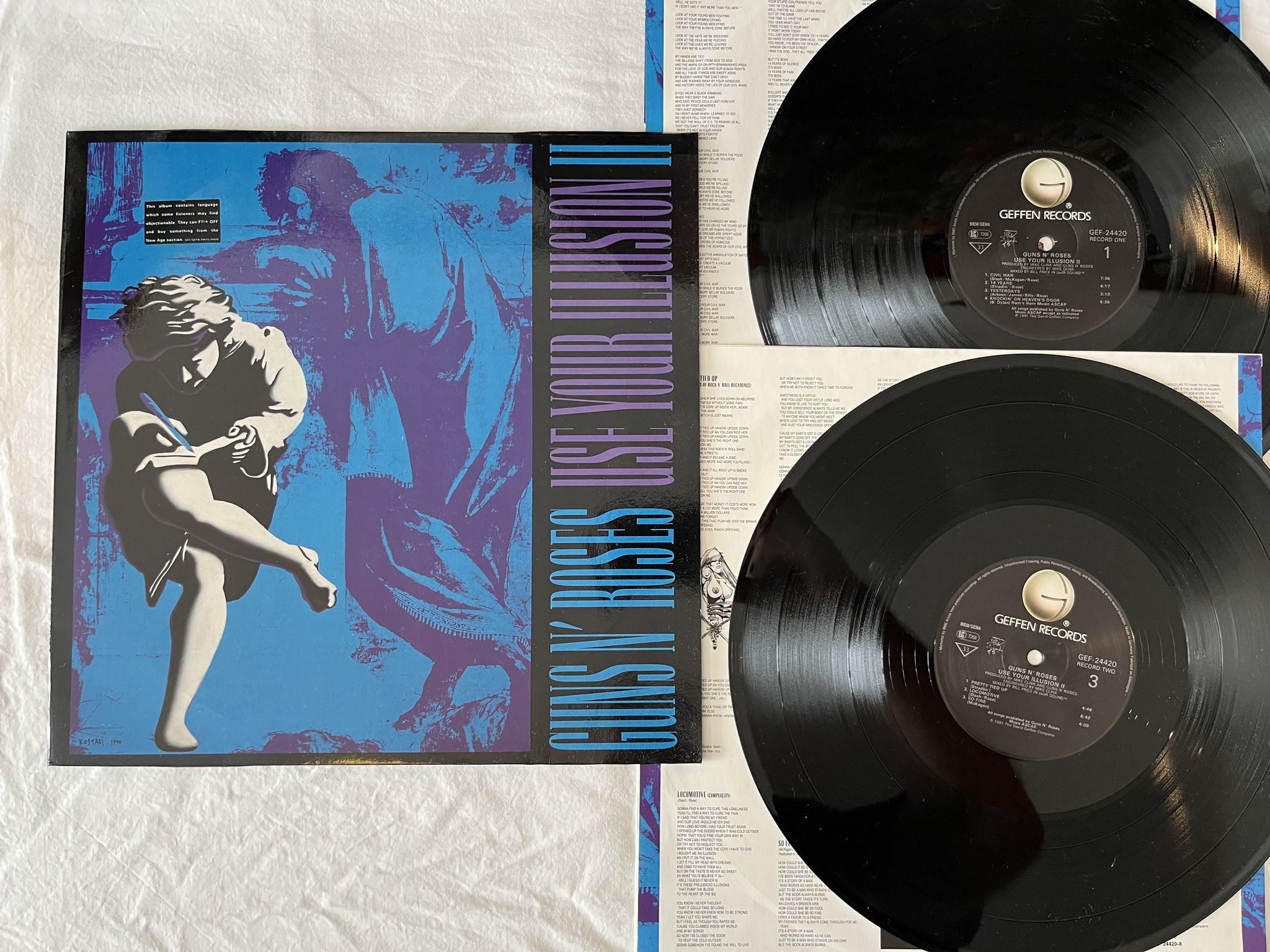 Omslagsbild för skivan GUNS N ROSES use your illusion I LP -91 Ger GEFFEN GEF 24415 ** Yeah ! ! ! **