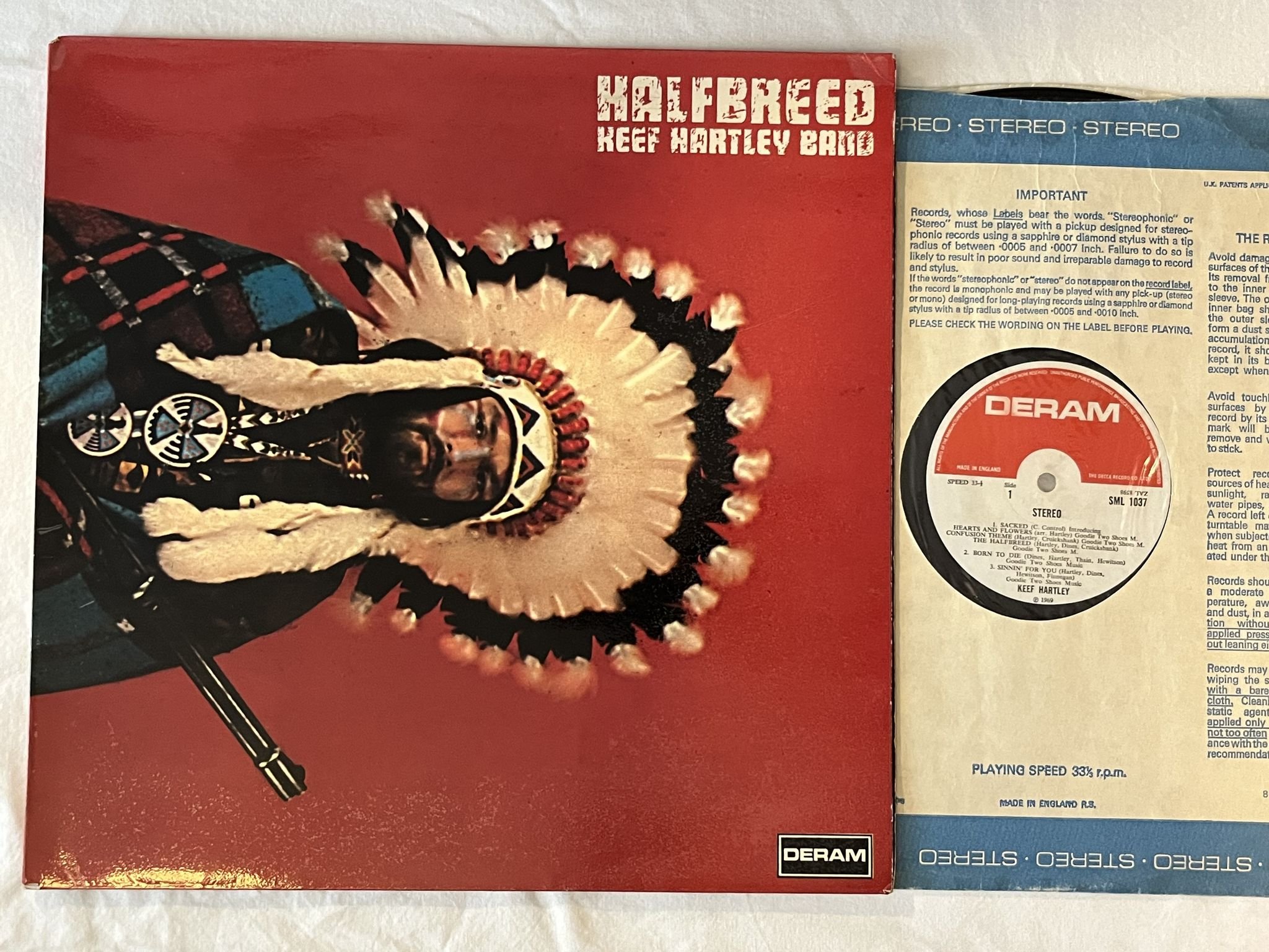 Omslagsbild för skivan KEEF HARTLEY BAND halfbreed LP -69 UK DERAM SML 1037
