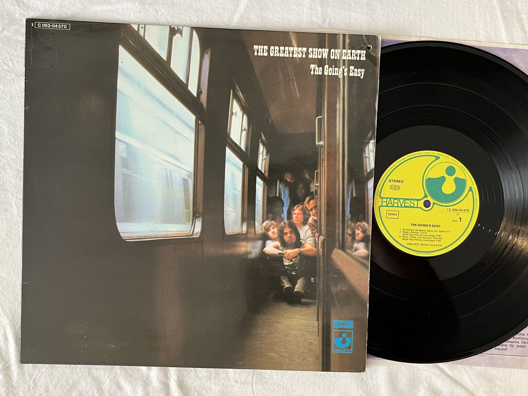 Omslagsbild för skivan GREATEST SHOW ON EARTH the going's easy LP -70 Ger HARVEST 1C 062-04570
