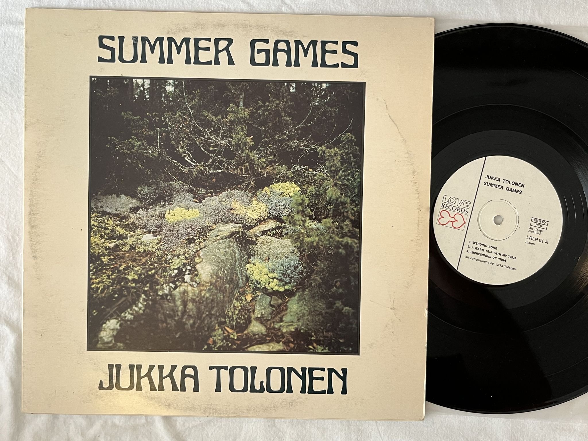 Omslagsbild för skivan JUKKA TOLONEN summer games LP -73 Finland LOVE LRLP 91 ** JAZZ ROCK **