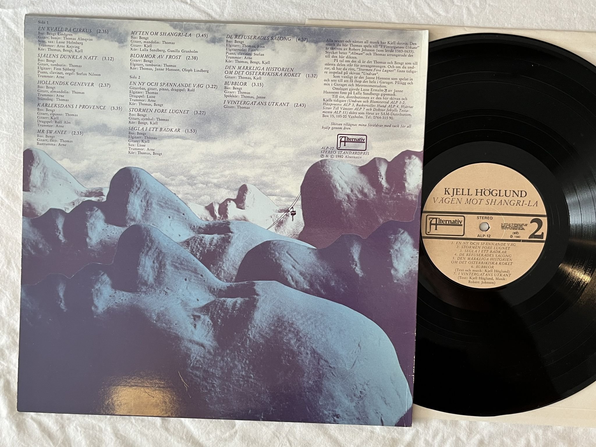 Omslagsbild för skivan KJELL HÖGLUND vägen mot Shangri-La LP -80 ALTERNATIV ALP-12