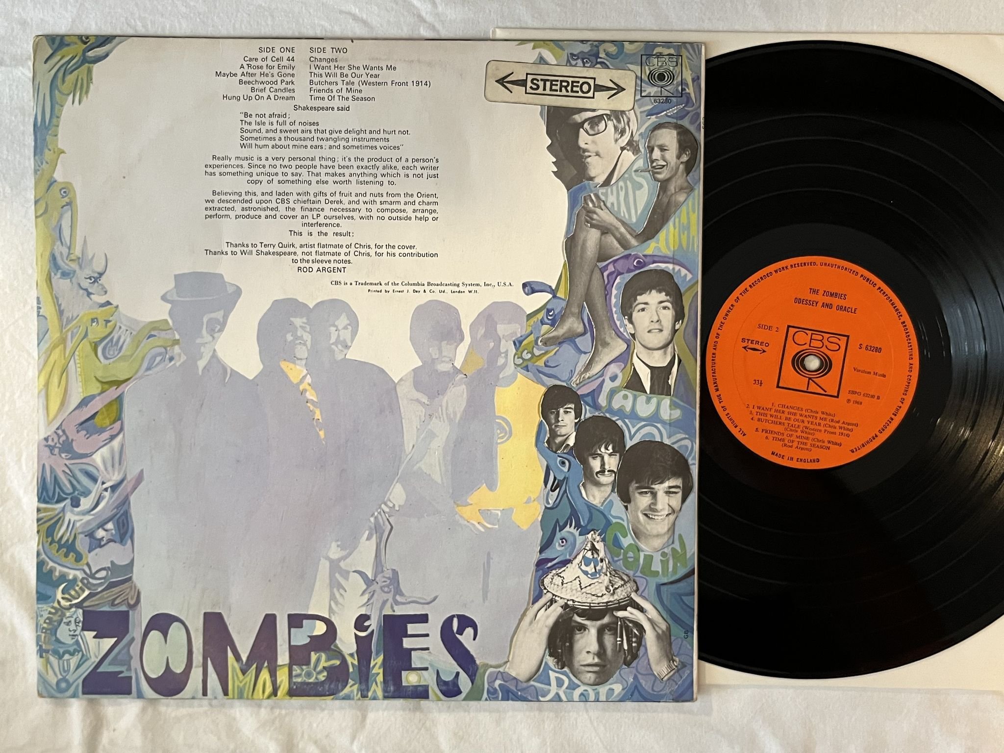 Omslagsbild för skivan THE ZOMBIES Odessey And Oracle LP -68 UK CBS S 63280 ** MEGA RARE PSYCH / POP **