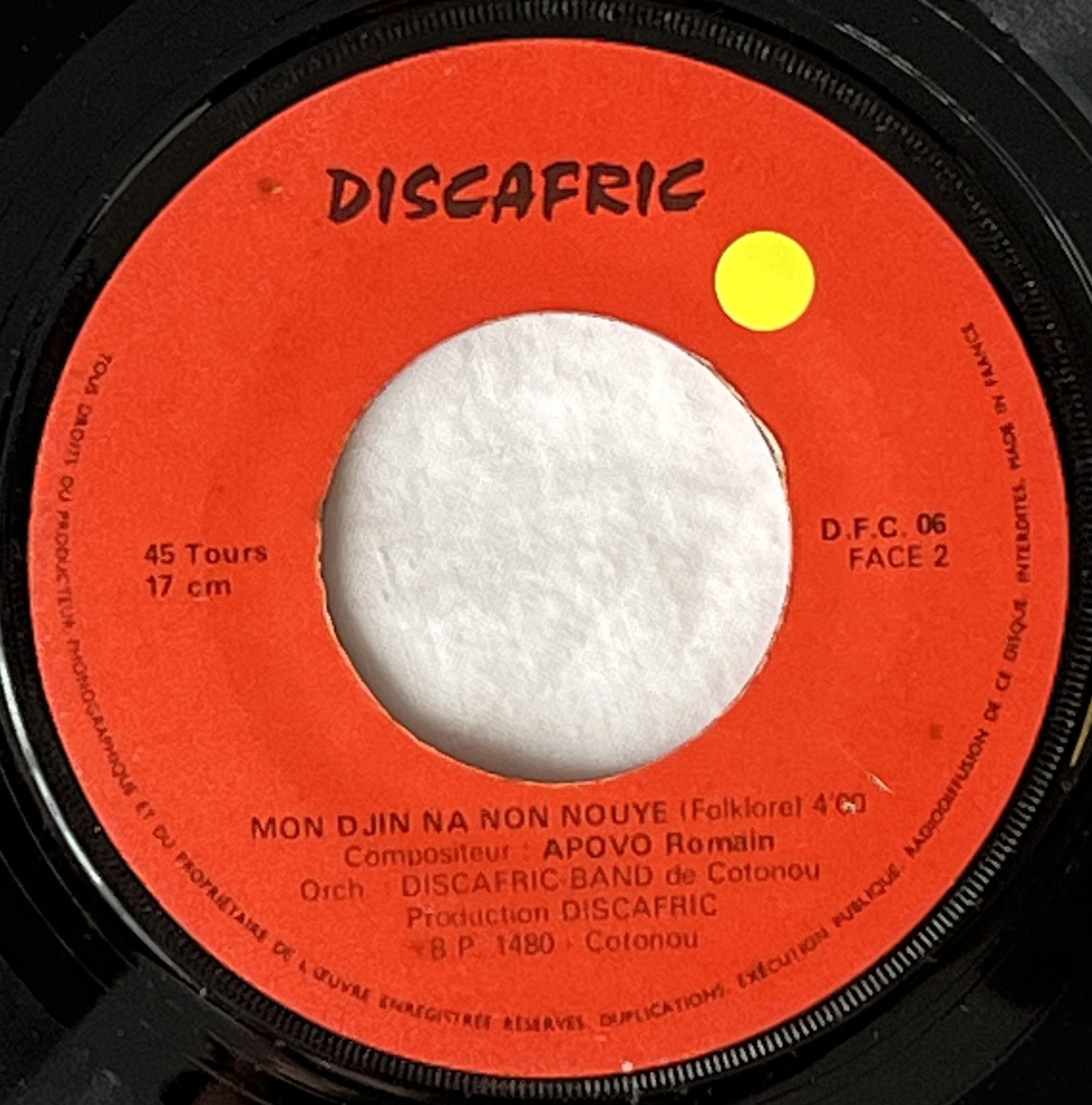 Omslagsbild för skivan Jerome Sihounzo - Zoun Ma Ve Sehou 7" Benin Discafric DCF 06