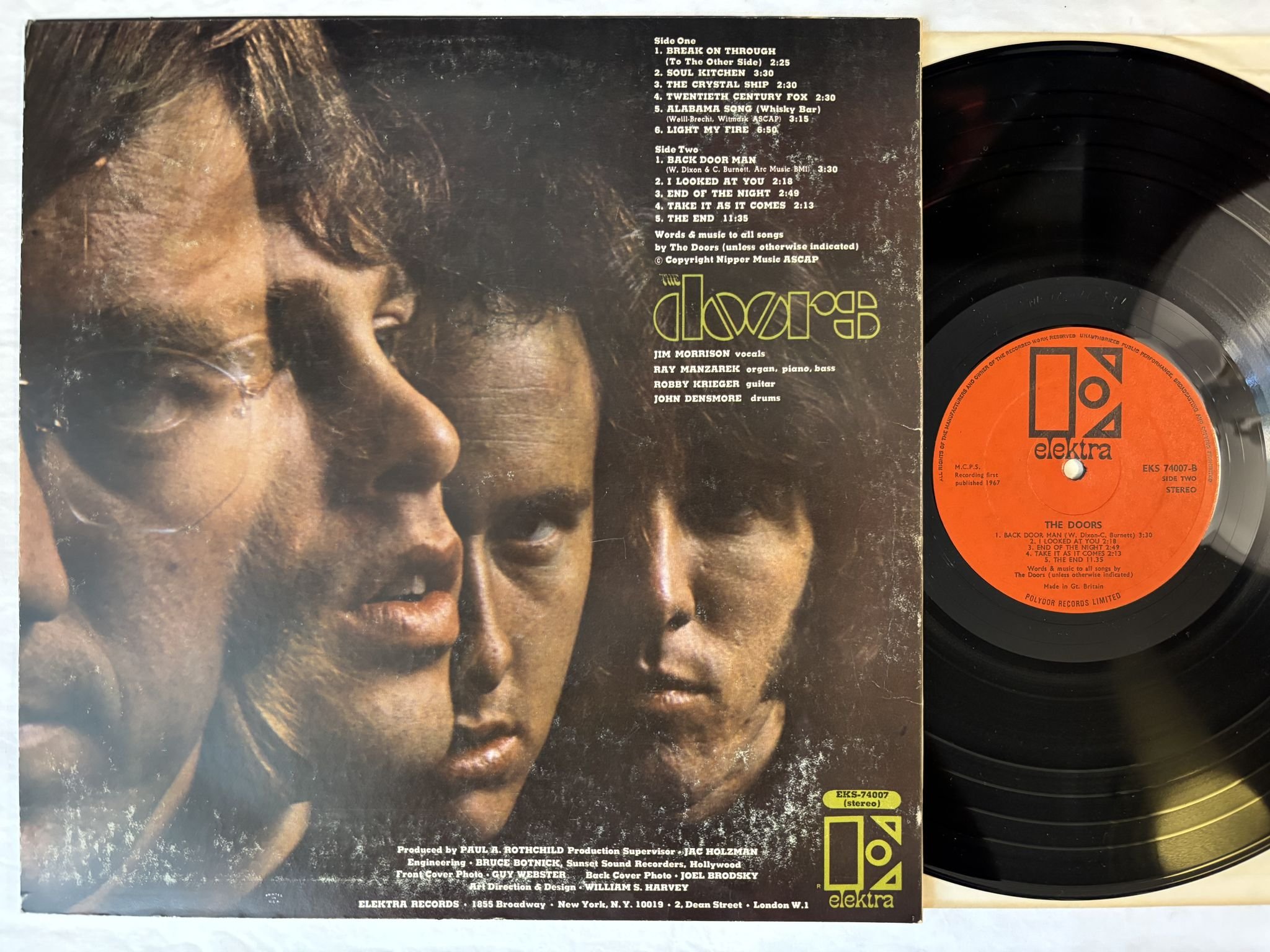 Omslagsbild för skivan THE DOORS s/t LP -67 UK elektra EKS 74007 *** RARE UK PRESSING ***