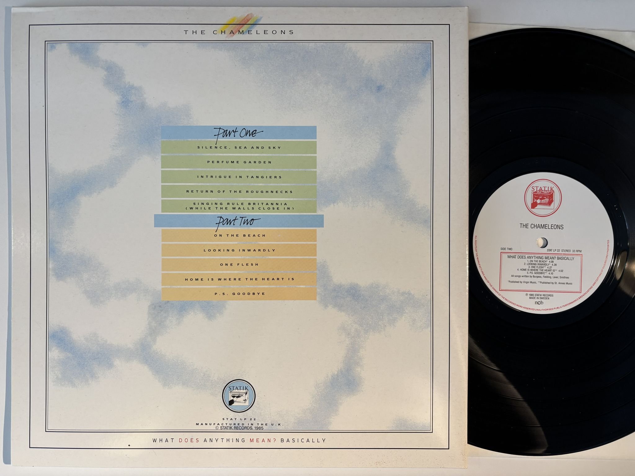Omslagsbild för skivan THE CHAMELEONS What Does Anything Mean? Basically LP -85 ncb STATIK STAT LP 22