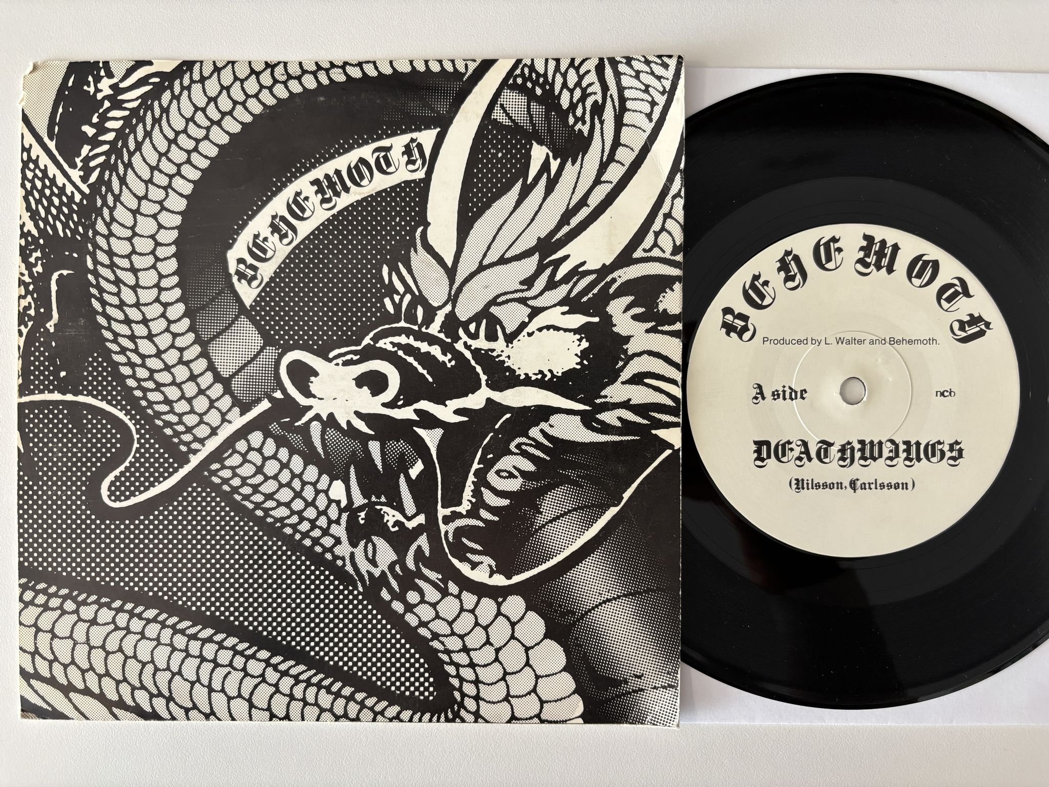 Omslagsbild för skivan BEHEMOTH Deathwings 7" -82 Swe self released SJ-666 *** RARE METAL ***