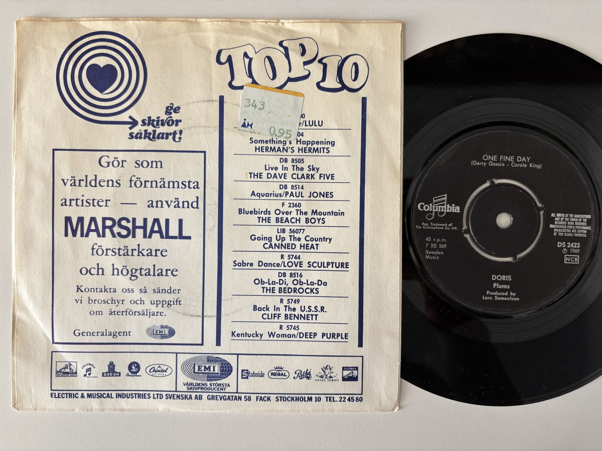 Omslagsbild för skivan DORIS wouldn't that be groovy 7" -69 Swe COLUMBIA DS 2423