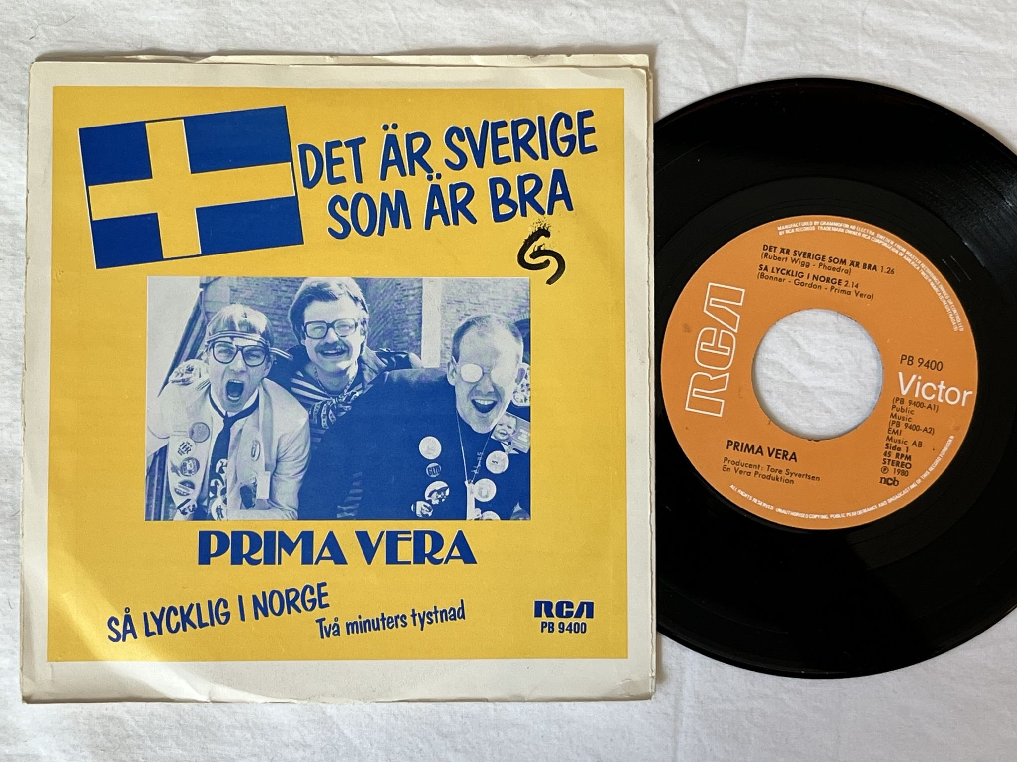 Omslagsbild för skivan PRIMA VERA det är Sverige som är bra 7" -80 Swe RCA PB 9400