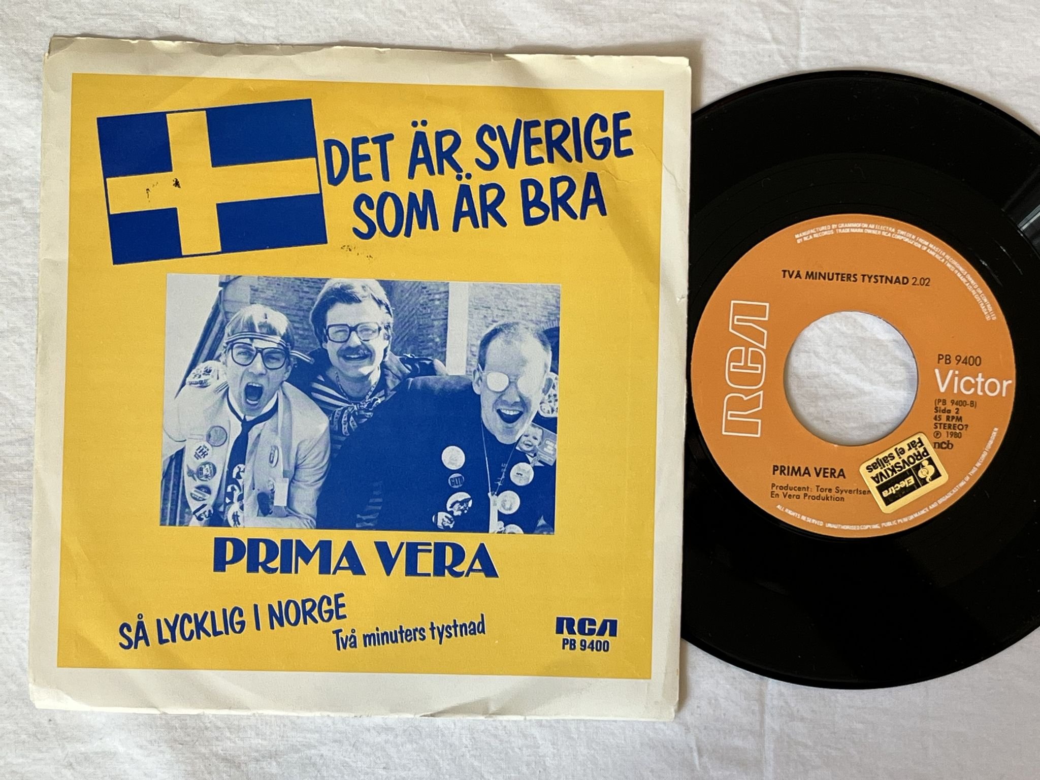 Omslagsbild för skivan PRIMA VERA det är Sverige som är bra 7" -80 Swe RCA PB 9400