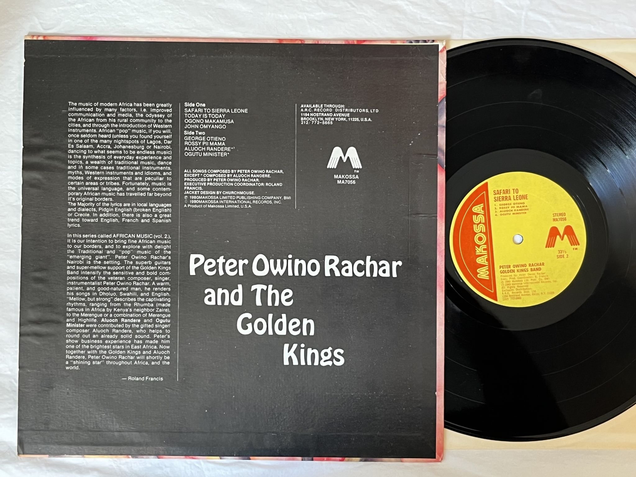 Omslagsbild för skivan PETER OWINO RACHAR safari to Sierra Leona LP -80 US MAKOSSA MA7056