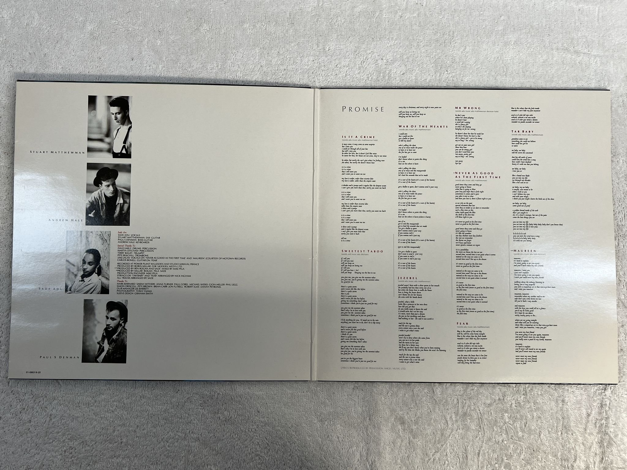 Omslagsbild för skivan SADE promise LP -85 Hol EPIC EPC 86318