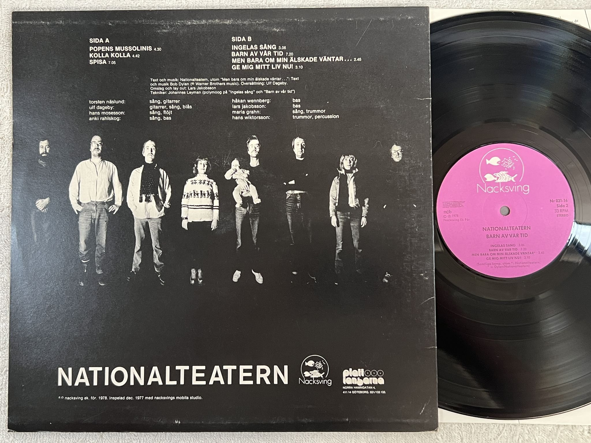 Omslagsbild för skivan NATIONALTEATERN barn av vår tid LP -78 NACKSVING 031-16 *** KOLLA KOLLA ***