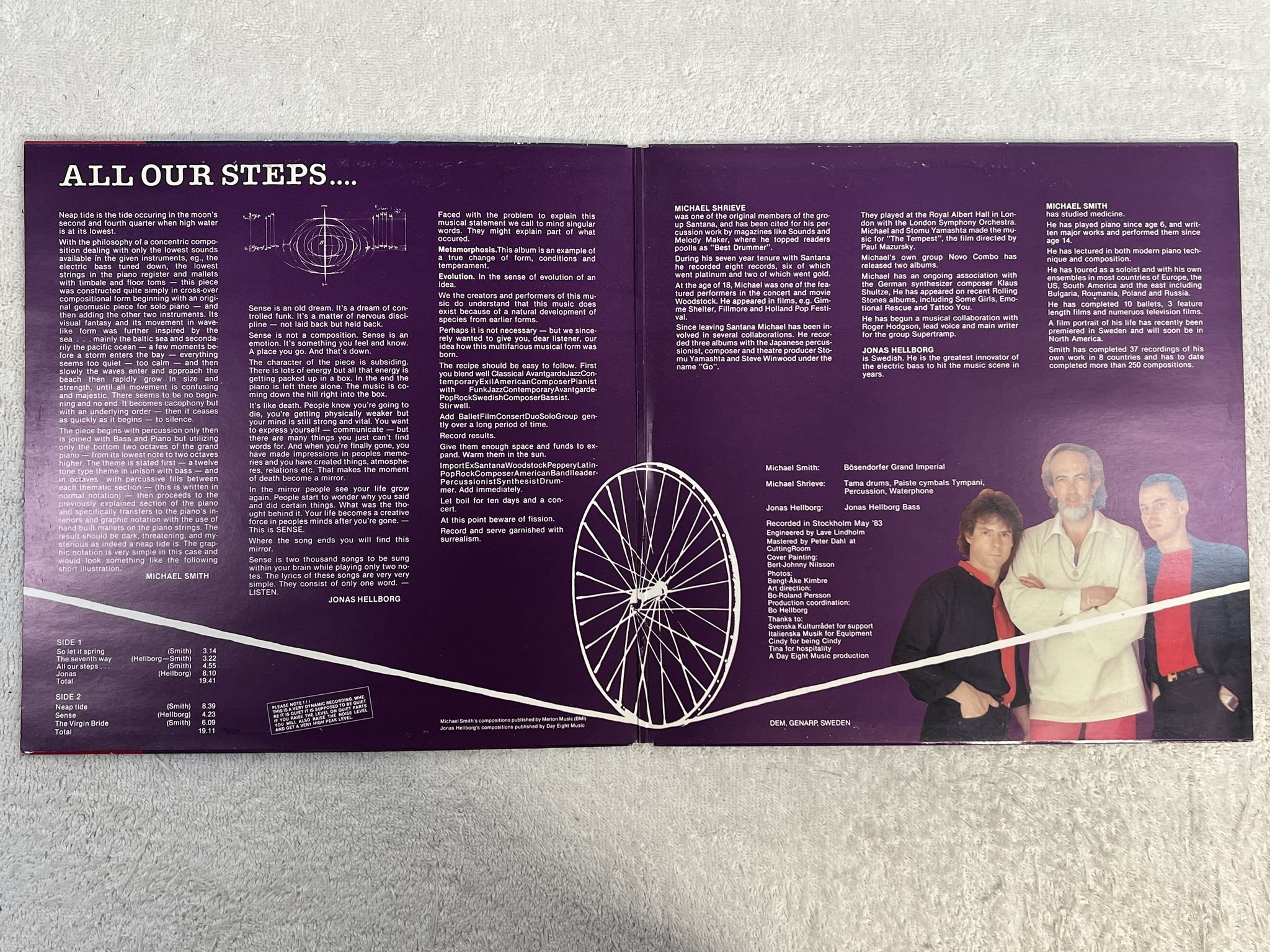 Omslagsbild för skivan SMITH / HELLBORG / SHRIEVE All Our Steps… LP -83 Swe DAY EIGHT DEM LP 002