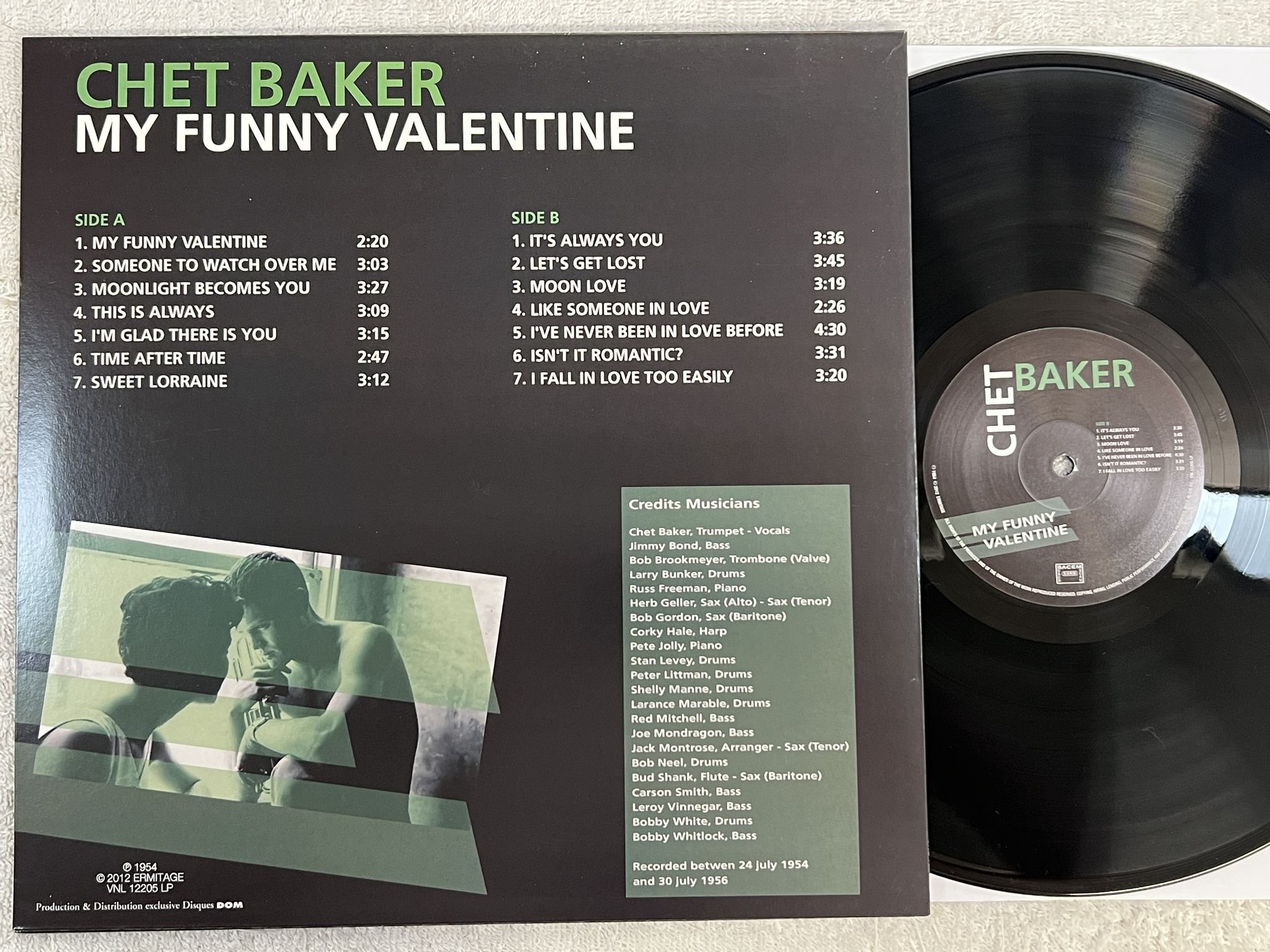 Omslagsbild för skivan CHET BAKER my funny valentine LP 2012 EMITAGE VNL 12205 LP