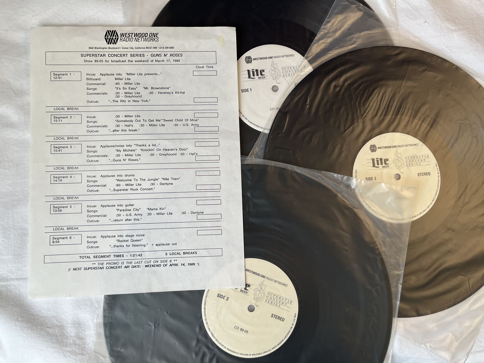 Omslagsbild för skivan GUNS 'N ROSES Superstar Concert Series 3xLP box -89 WESTWOOD ONE CO 89-05