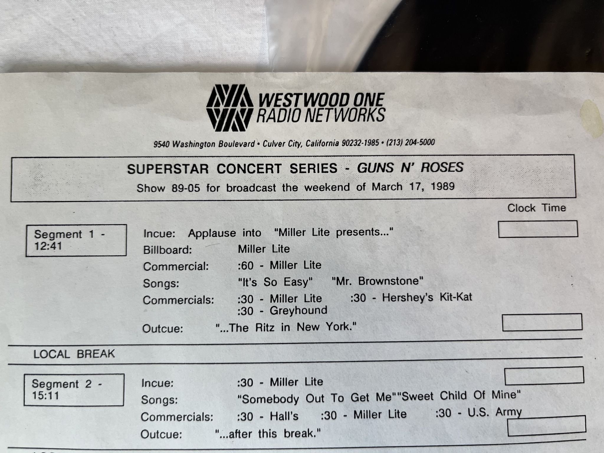 Omslagsbild för skivan GUNS 'N ROSES Superstar Concert Series 3xLP box -89 WESTWOOD ONE CO 89-05