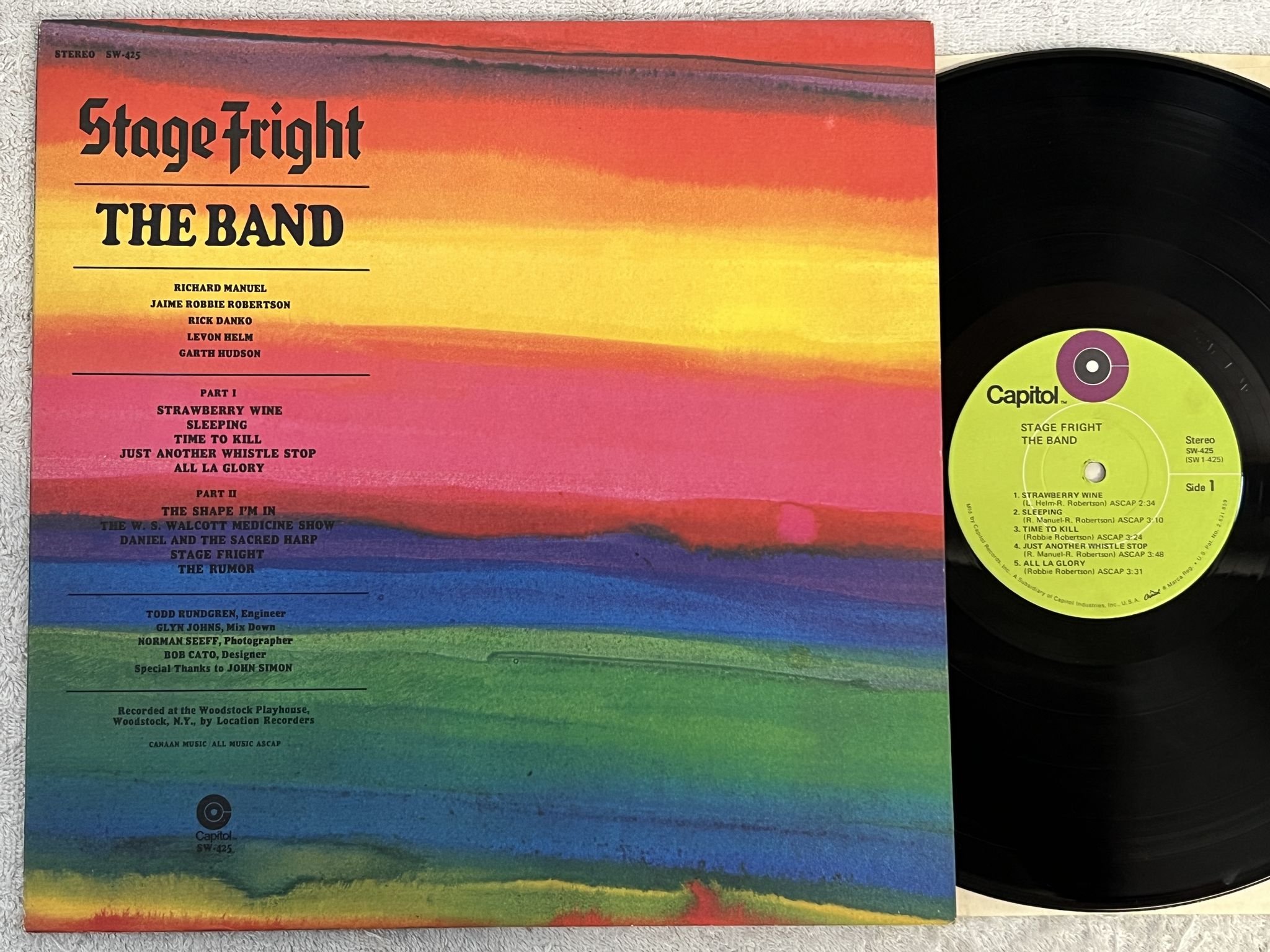 Omslagsbild för skivan THE BAND stage fright LP US CAPITOL SW 425