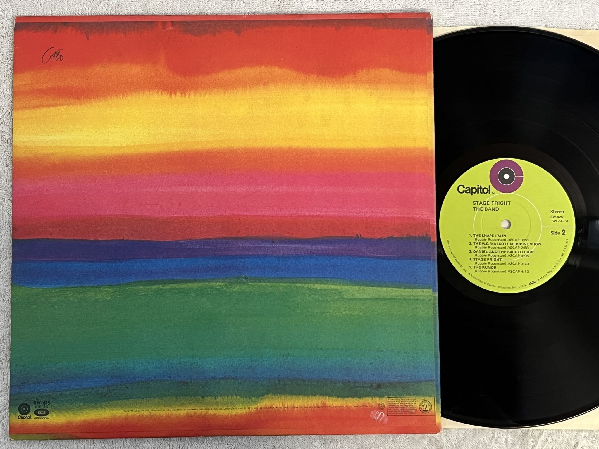 Omslagsbild för skivan THE BAND stage fright LP US CAPITOL SW 425