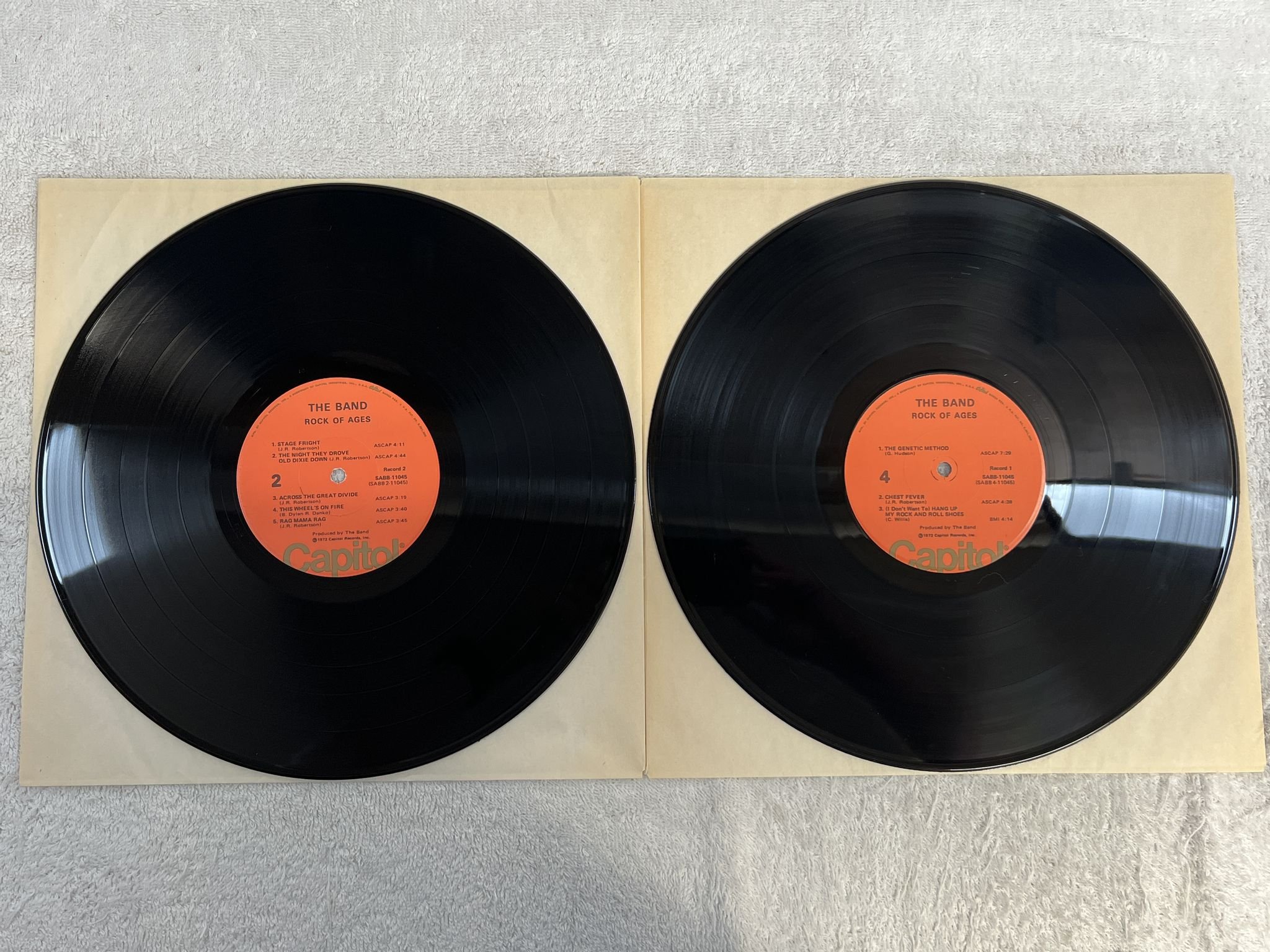 Omslagsbild för skivan THE BAND Rock Of Ages 2xLP -72 US CAPITOL SABB-11045