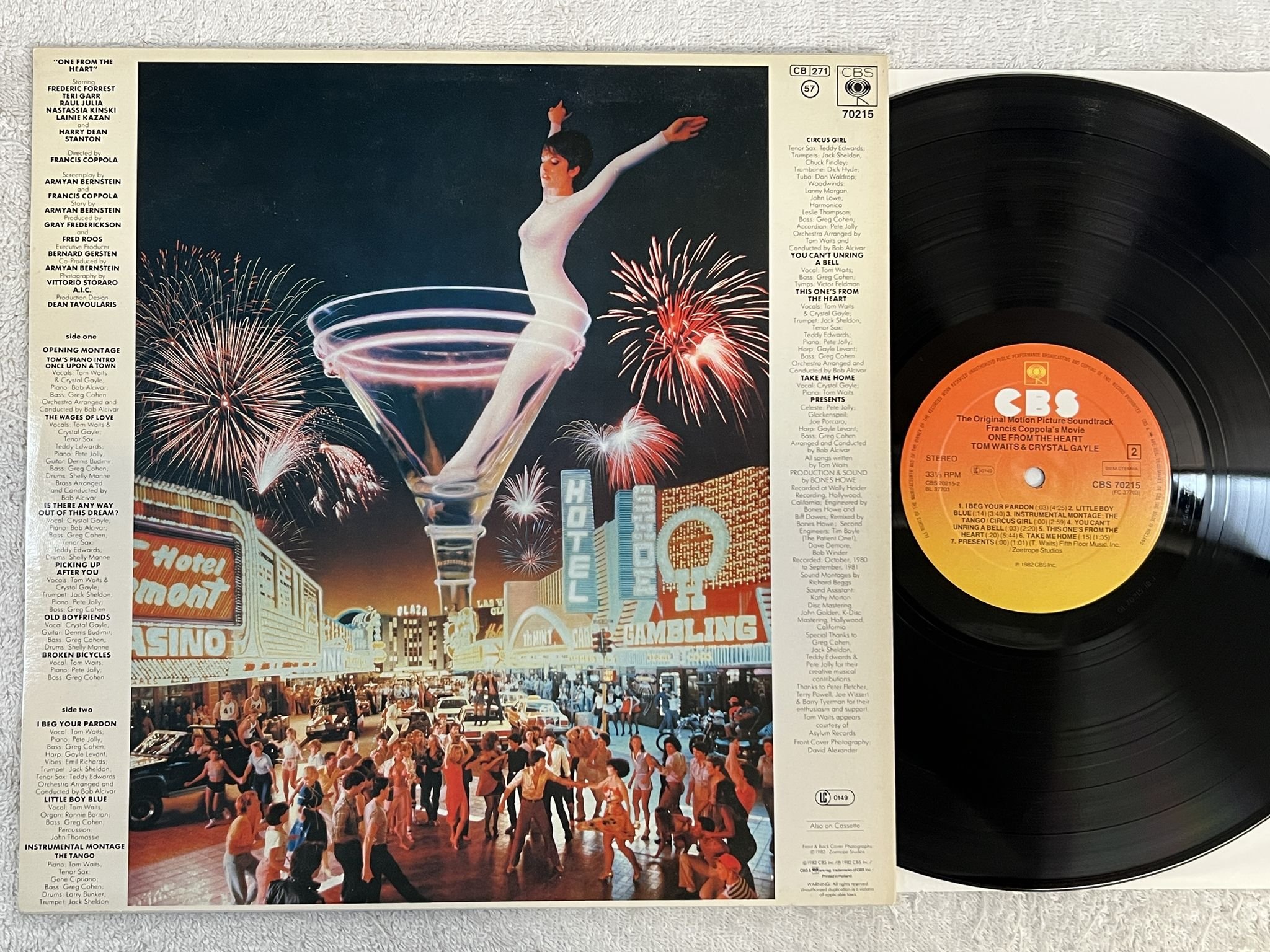 Omslagsbild för skivan Tom Waits And Crystal Gayle – One From The Heart LP -82 CBS 70215