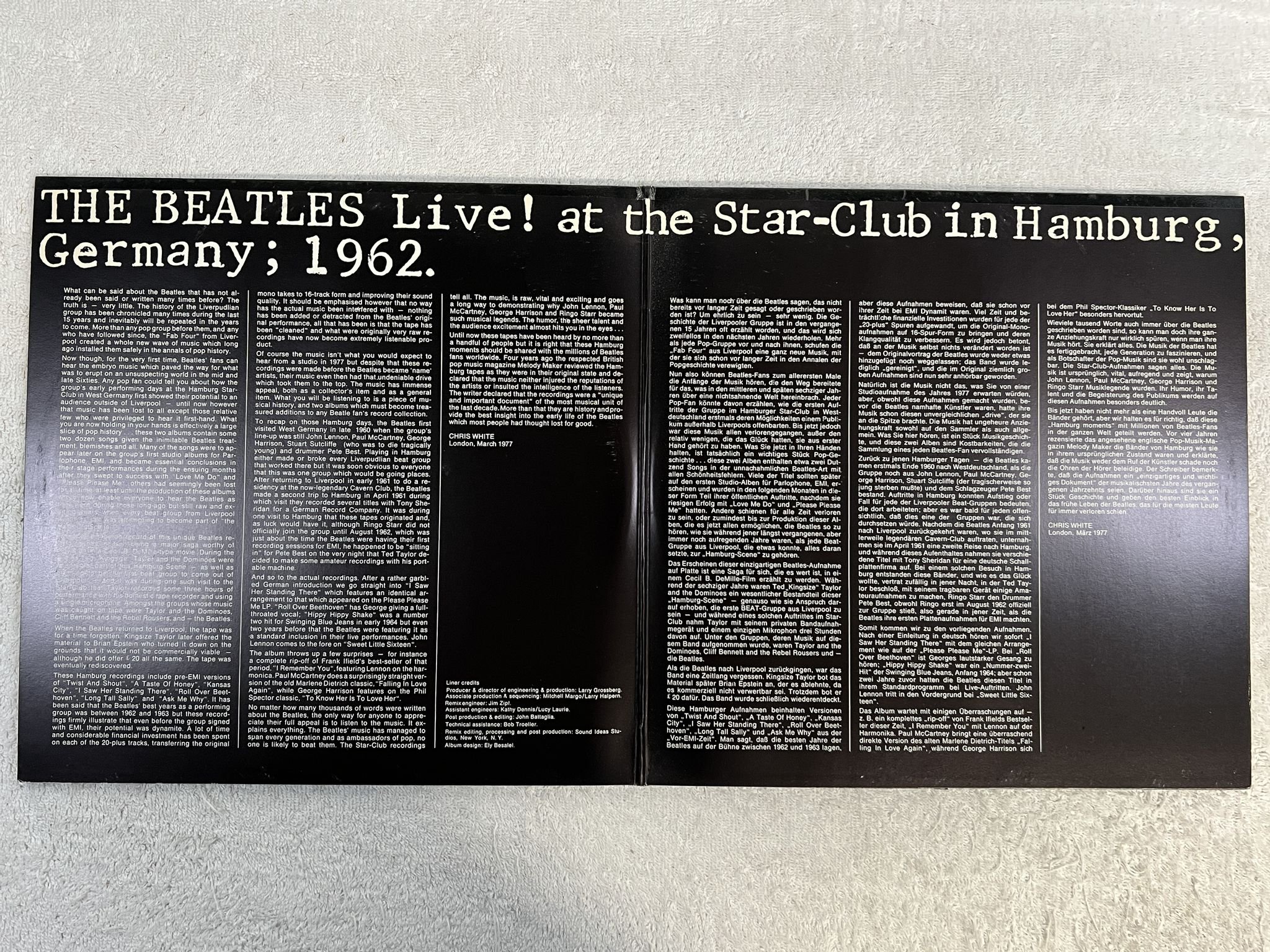 Omslagsbild för skivan THE BEATLES live at the star-club 2xLP -77 Ger BELLAPHON BLS 5560