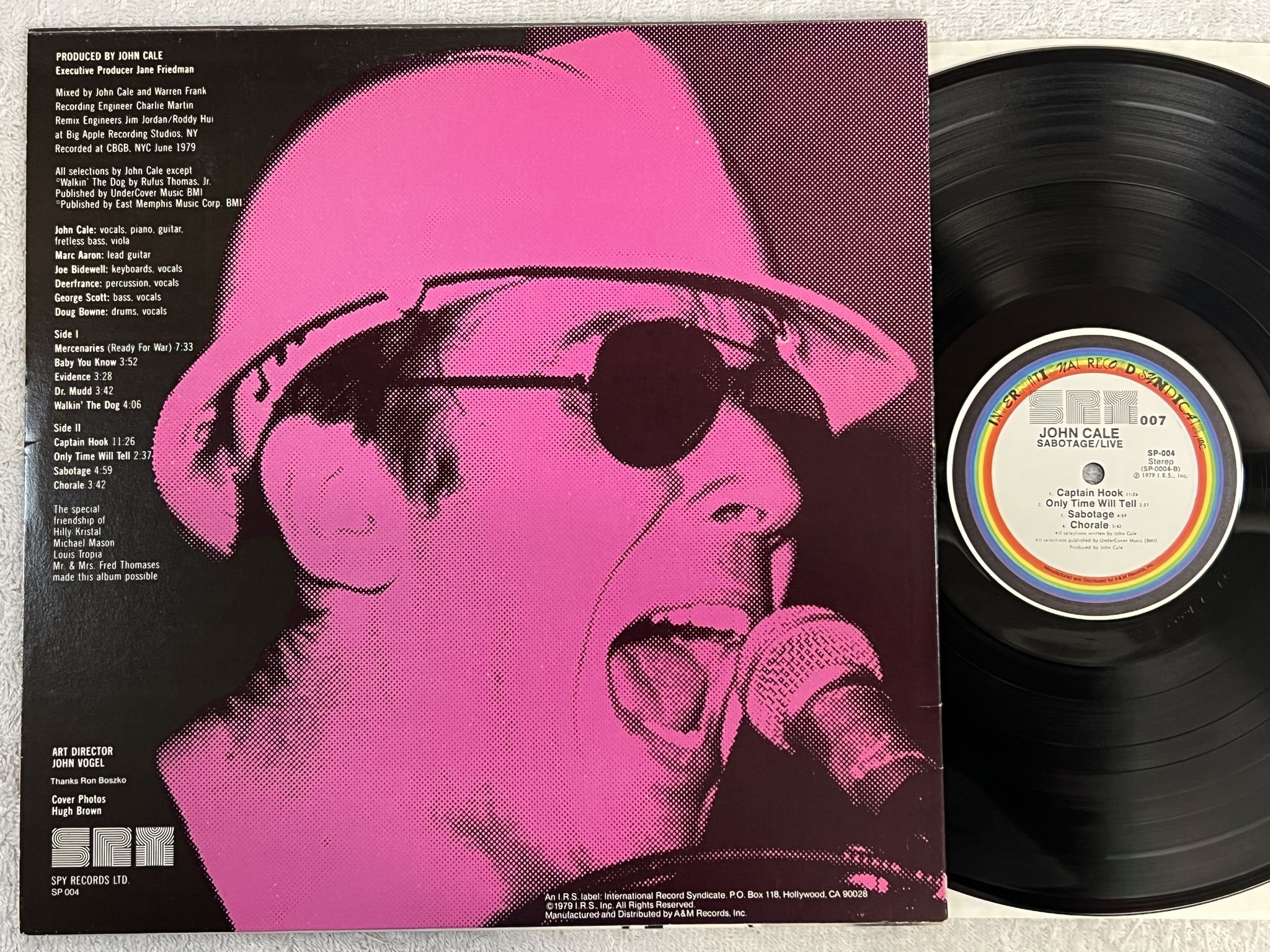 Omslagsbild för skivan JOHN CALE Sabotage / Live LP -79 SPY RECORDS SP 004