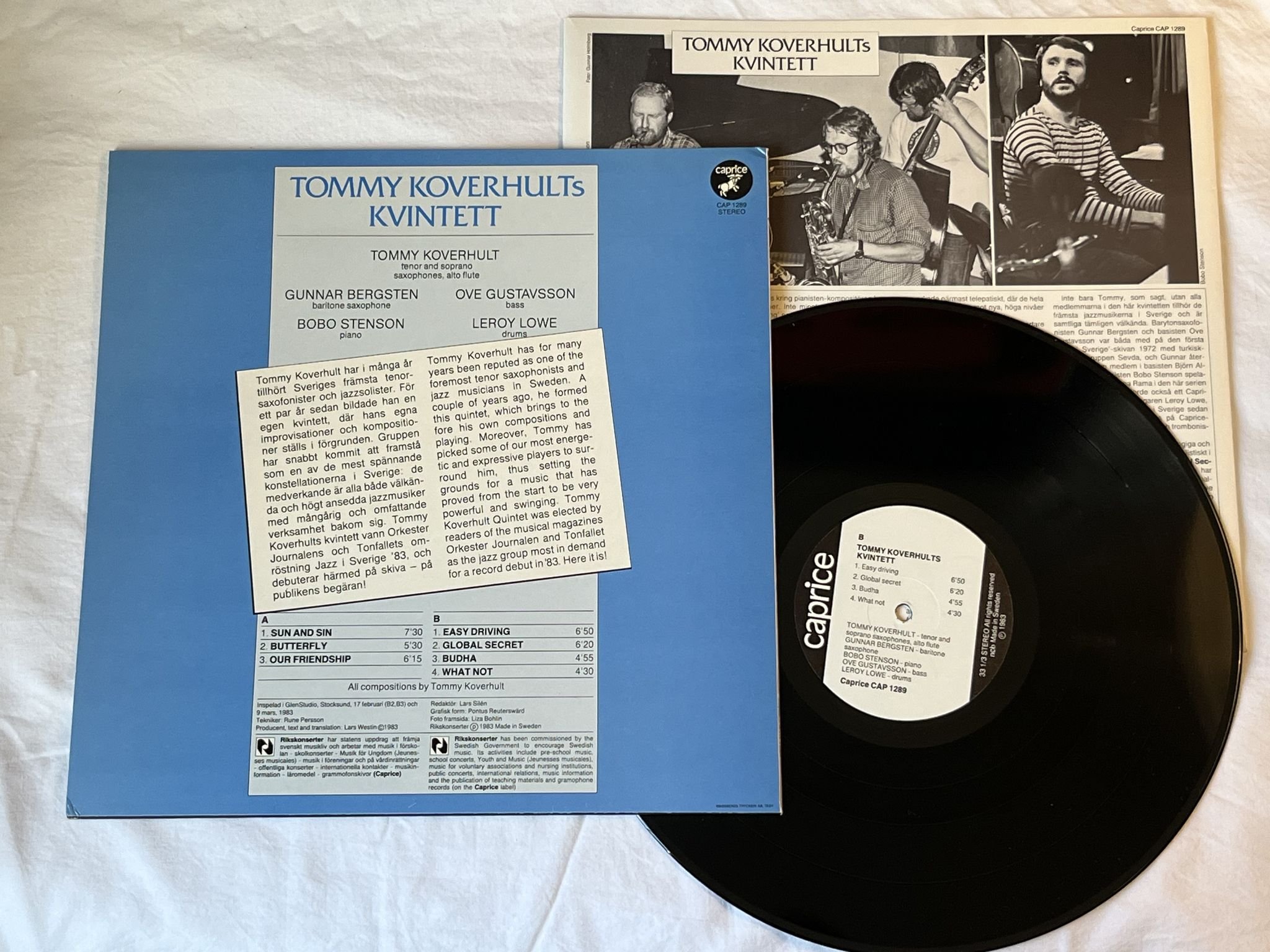 Omslagsbild för skivan TOMMY KOVERHULTS KVINTETT LP -83 CAPRICE CAP 1289 *** SUPERB ALBUM ***