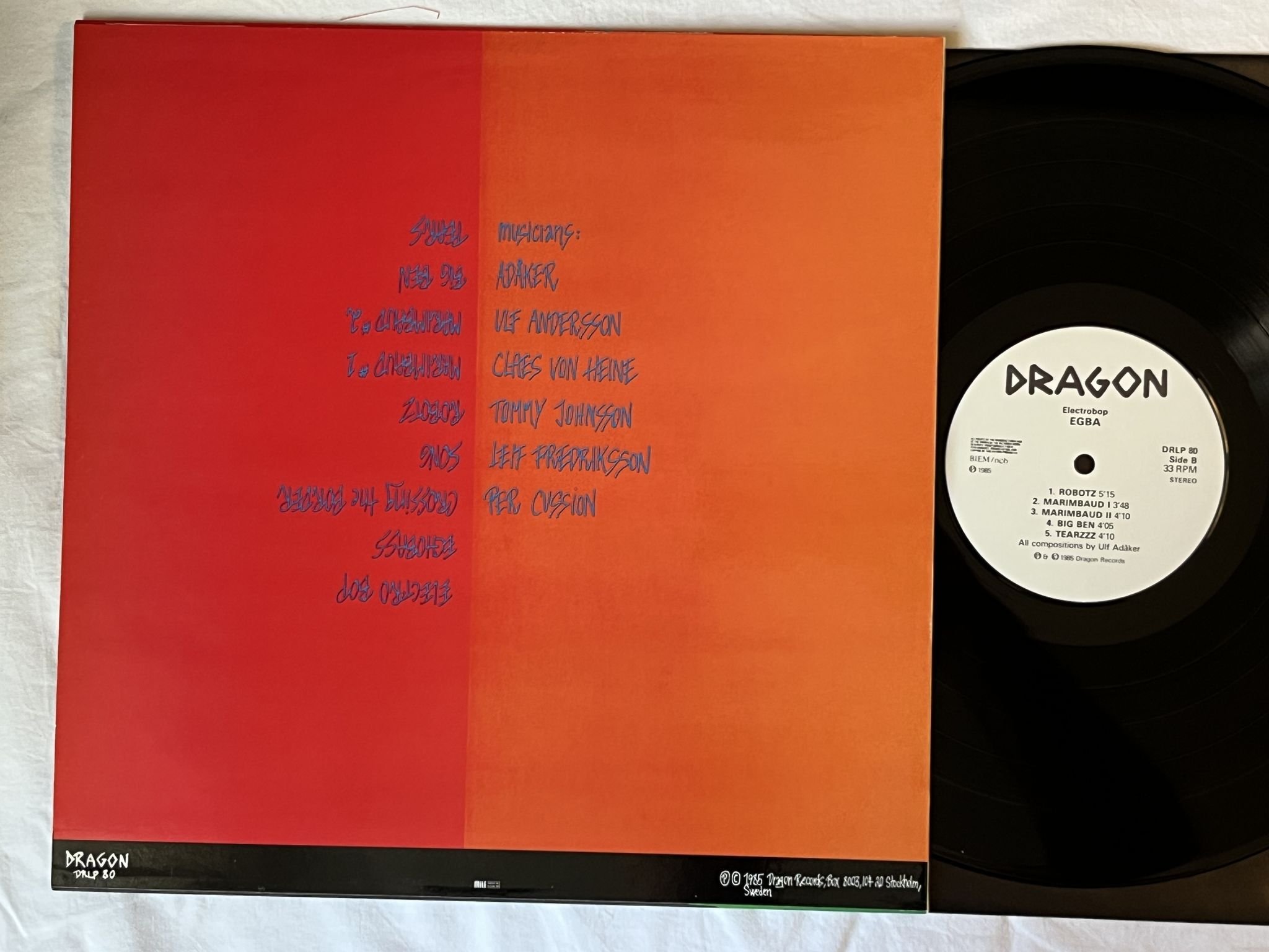 Omslagsbild för skivan EGBA electrobop LP -85 DRAGON DRLP 80