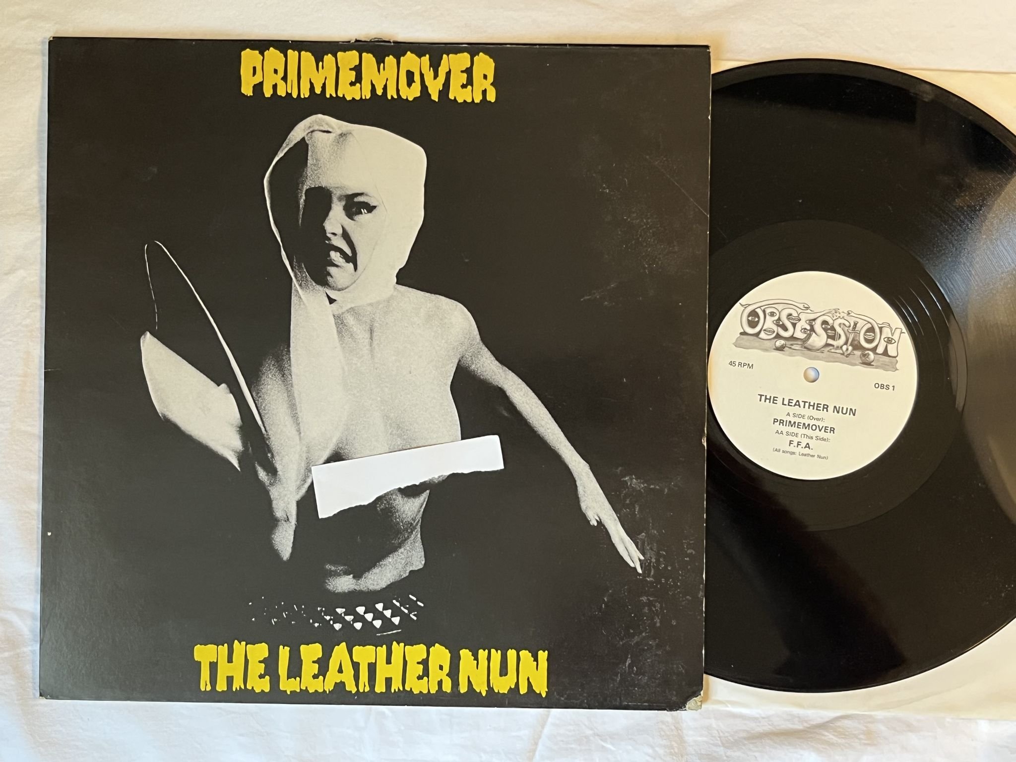 Omslagsbild för skivan THE LEATHER NUN primeover 12" -84 UK OBSESSION OBS1