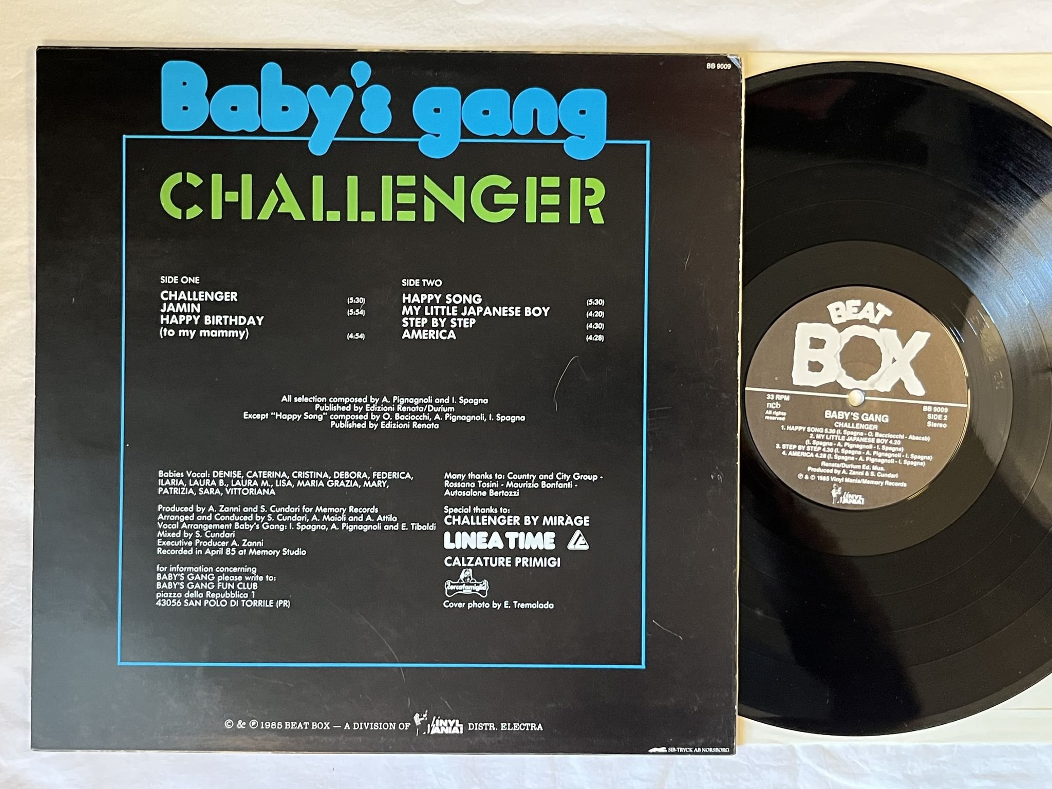 Omslagsbild för skivan BABY'S GANG challenger LP -85 BEAT BOX BB 9009 *** ITALO DISCO ***