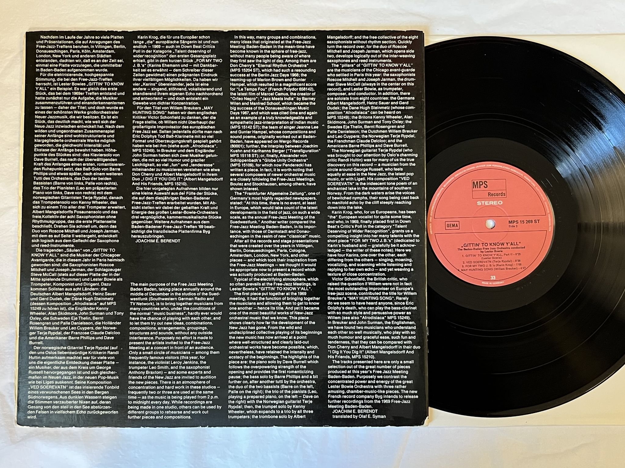 Omslagsbild för skivan V/A Gittin' To Know Y'All LP -70 Ger MPS 15269 ST *** Terje Rypdal ***