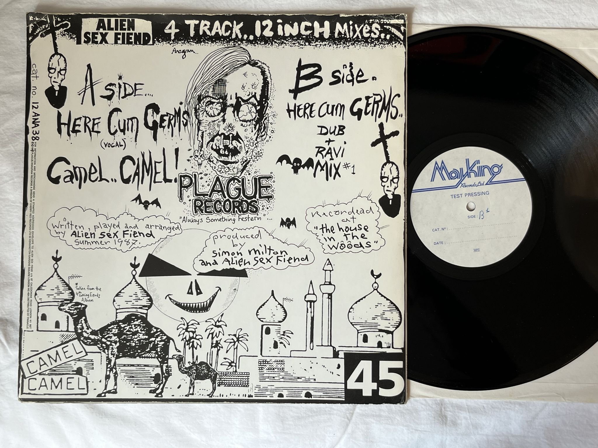 Omslagsbild för skivan ALIEN SEX FIEND here cum germs LP -87 UK ANAGRAM 12 ANA 38 ** Test Pressing **