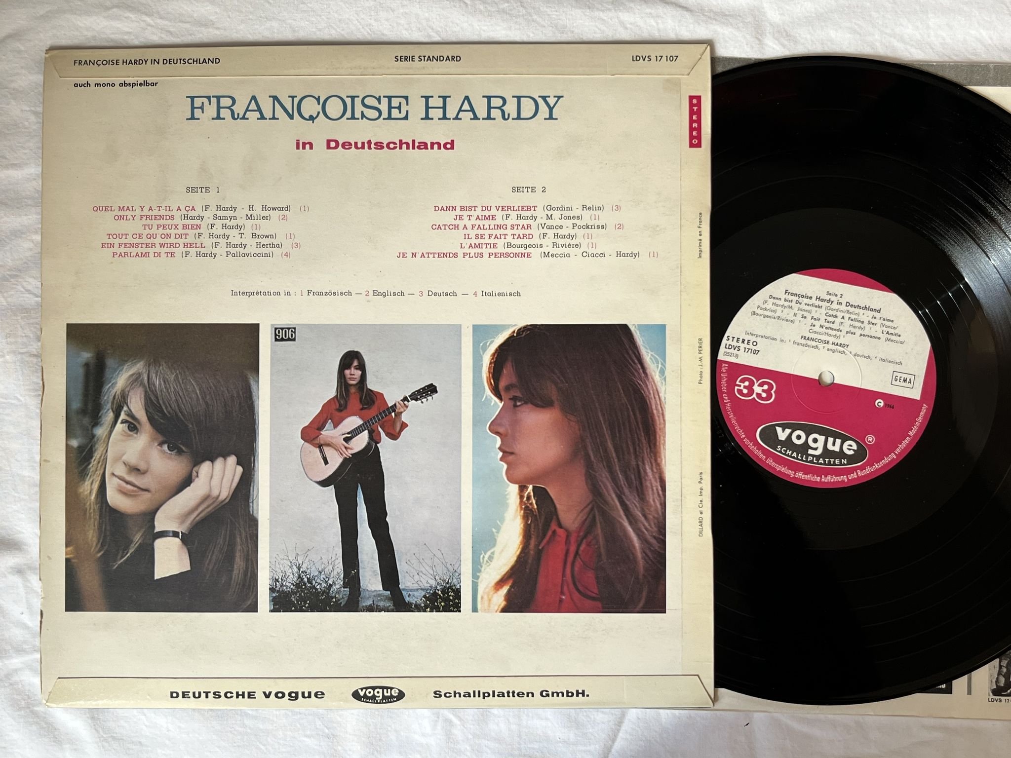 Omslagsbild för skivan FRANCOISE HARDY in Deutschland LP -66 Ger VOGUE LDVS 17107